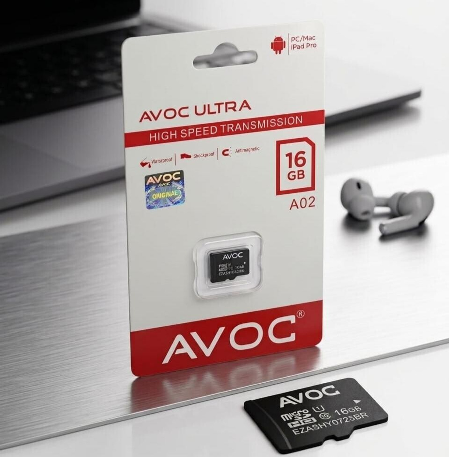 Image of AVOC FLASH A02 MC16 Micro HD 16 GB MicroSD Card Class 10 15 MB /s Memory Card Compatible with Camera, Computer, Gaming Console, Mobile, Tablet