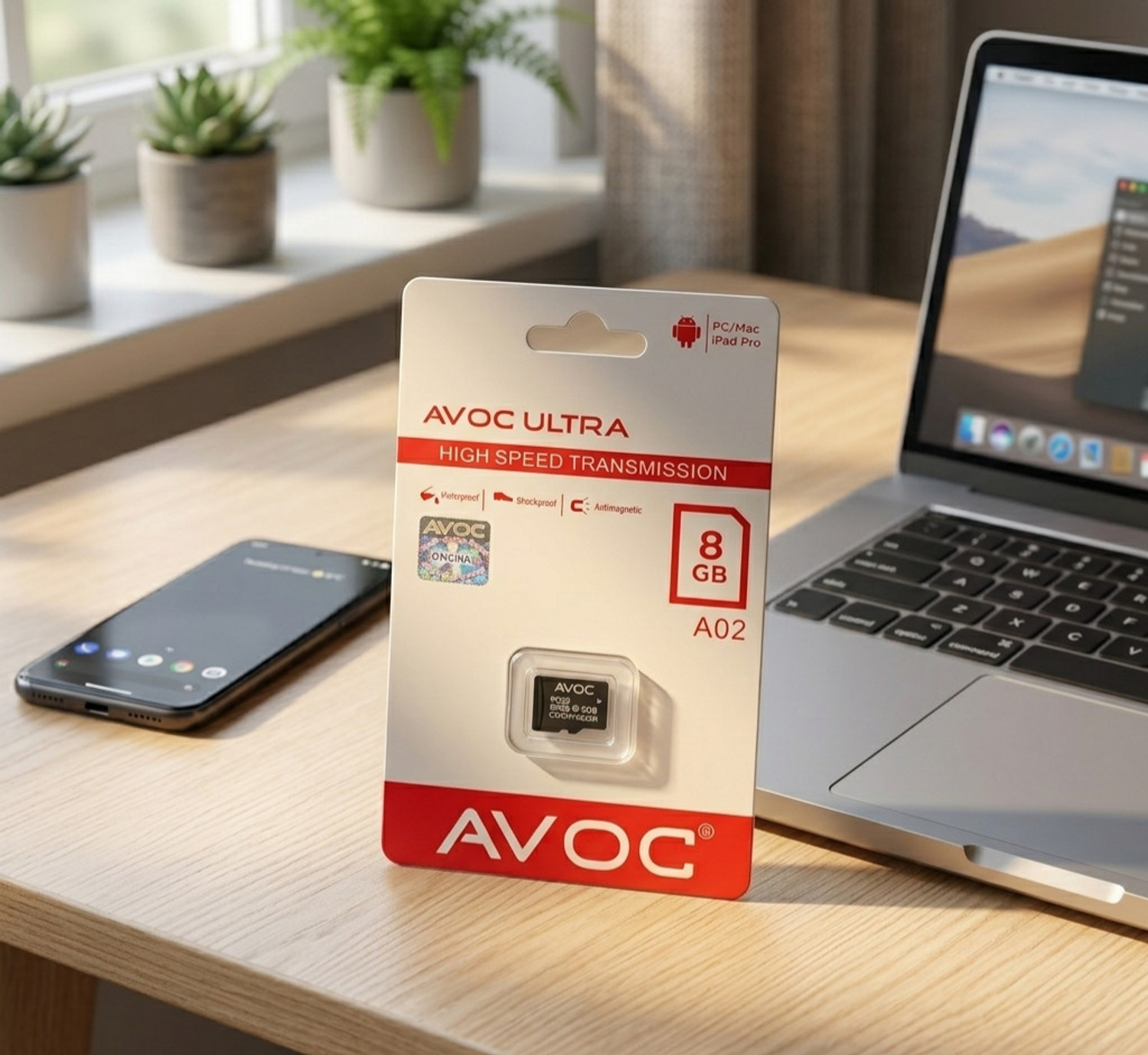 Image of AVOC FLASH A02 MC08 Micro HD 8 GB MicroSD Card Class 10 30 MB /s Memory Card Compatible with Camera, Computer, Gaming Console, Mobile, Tablet