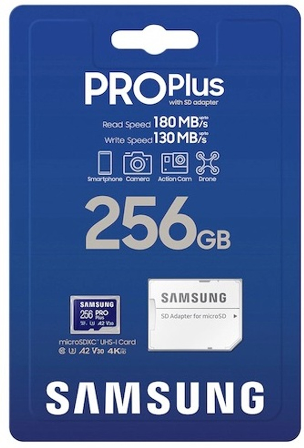 Image of SAMSUNG MB-MD256SA /APC Pro Plus 256 GB MicroSDXC UHS Class 3 180 MB /s Memory Card Compatible with Camera, Gaming Console, Mobile, Tablet