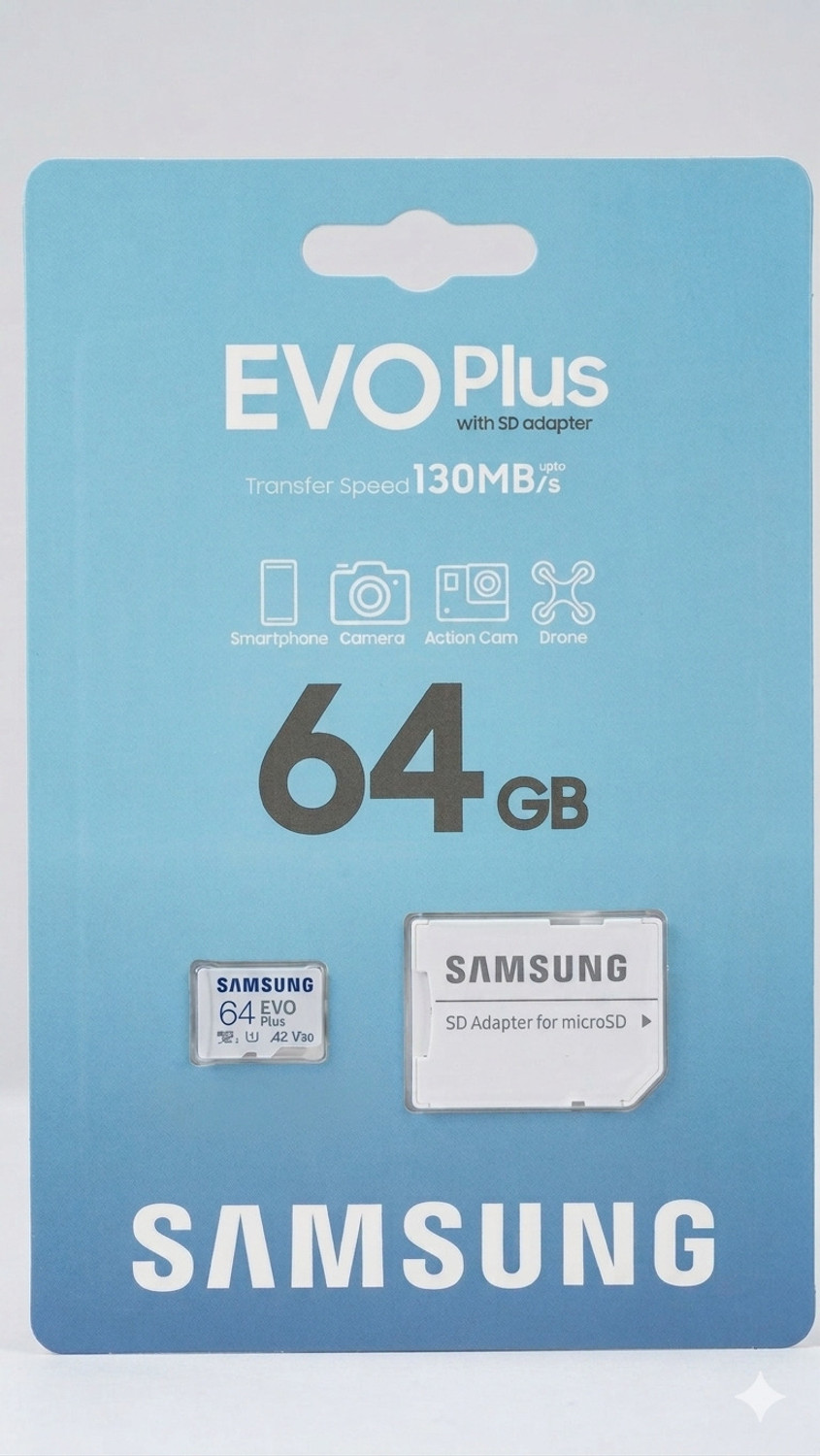 Image of SAMSUNG EVO Class 10 10 64 GB MicroSDXC Class 10 130 MB /s Memory Card Compatible with Camera, Computer, Gaming Console, Mobile, Tablet