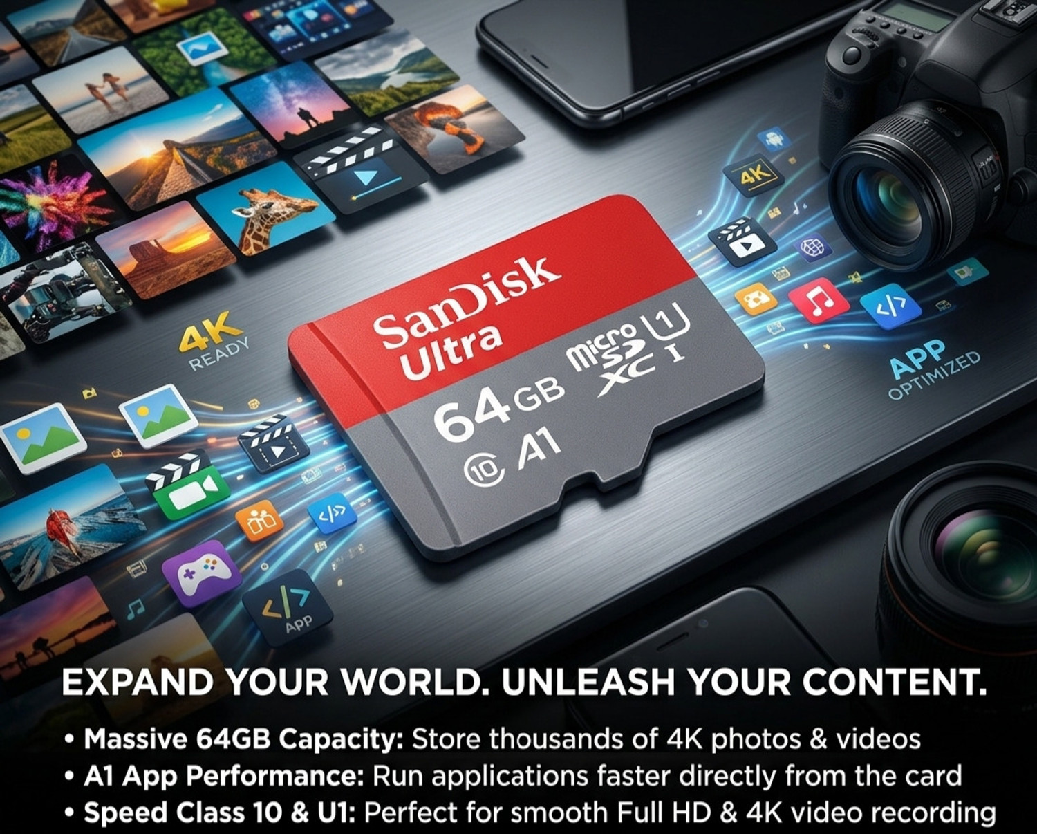 Image of Pro Plus 01 02 64 GB MicroSDXC Class 10 140 MB /s Memory Card Compatible with Camera, Computer, Gaming Console, Tablet, Mobile