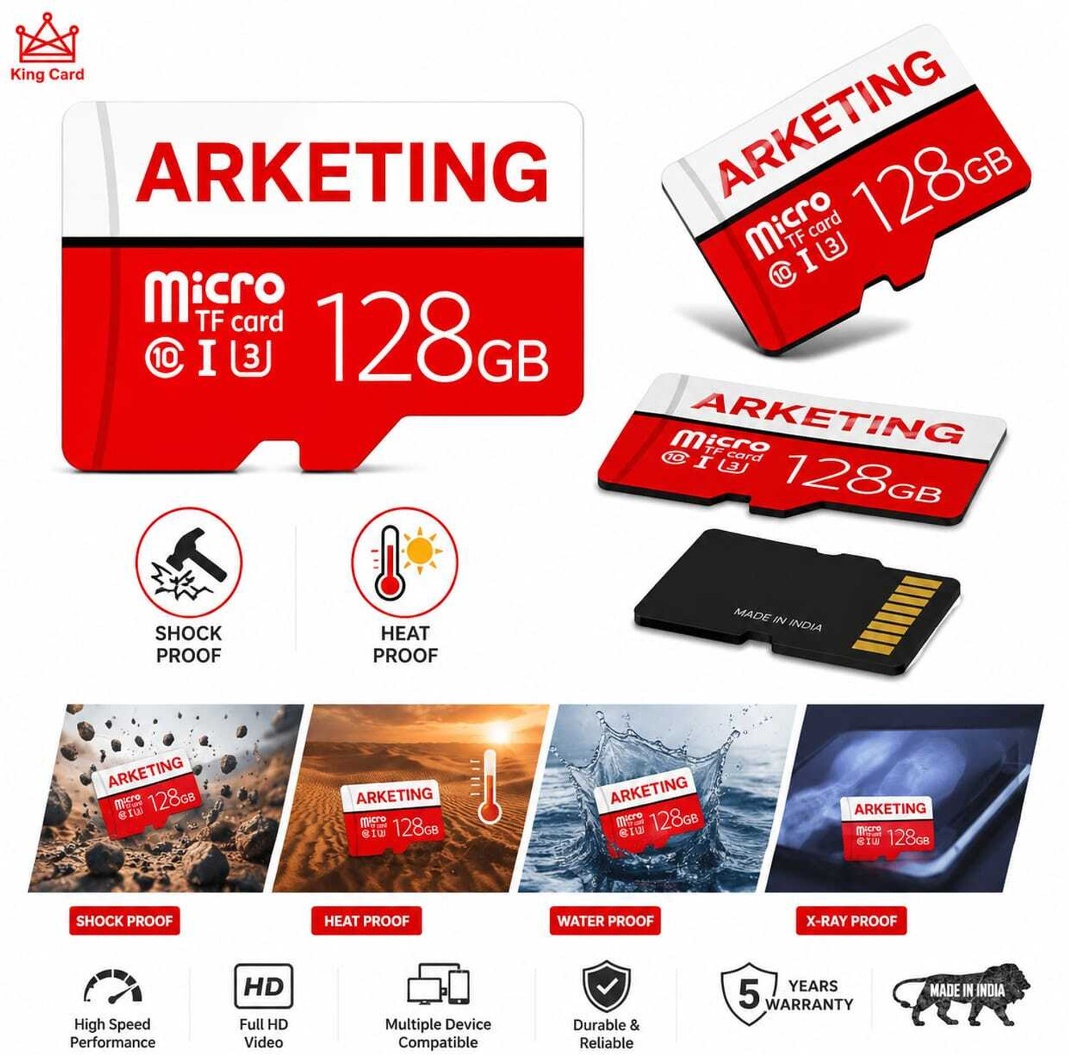 Image of ARKETING TF128 TF128- 128 GB MicroSDXC Class 10 120 MB /s Memory Card Compatible with Camera, Computer, Gaming Console, Mobile, Tablet