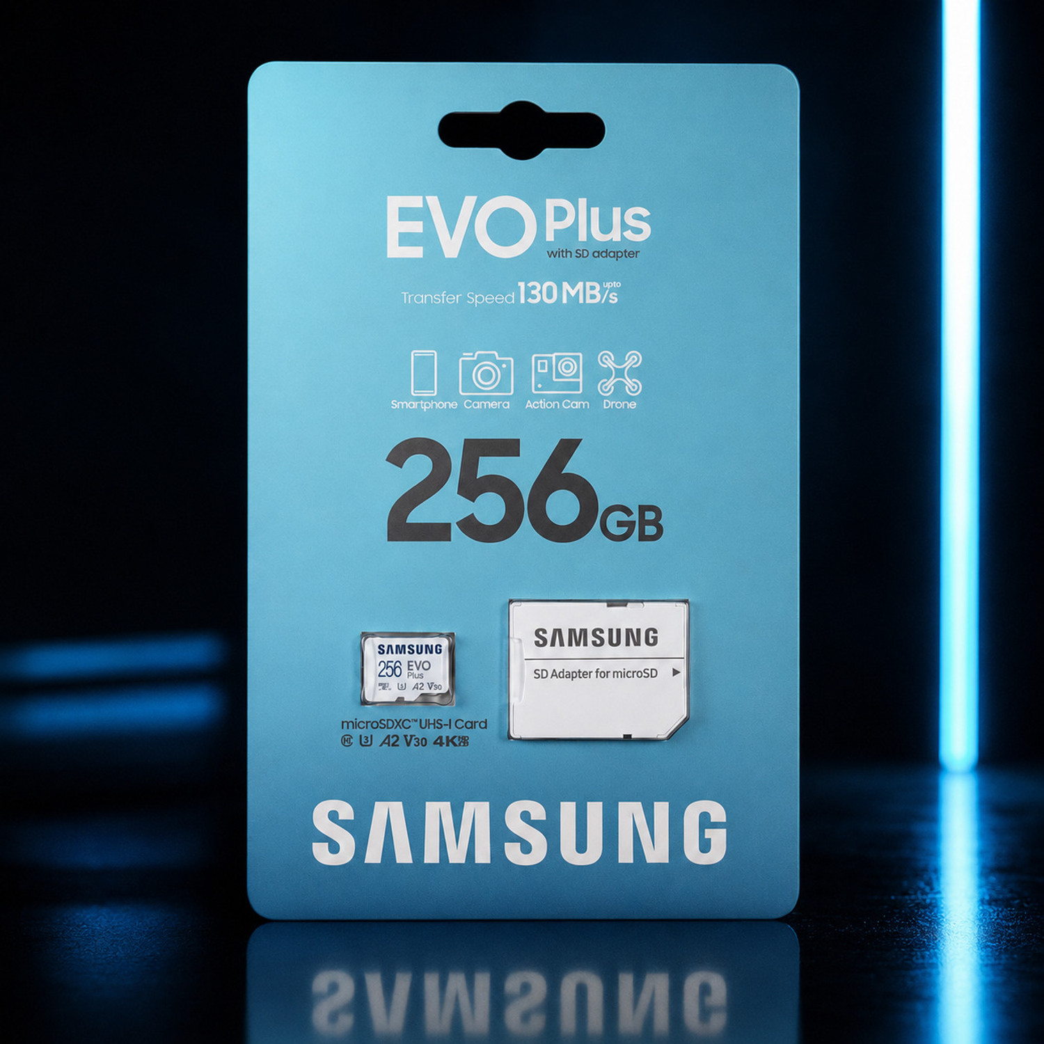 Image of SAMSAM EVO Plus 256GB Extreme Performance microSDXC U3 V30 Memory Card EVO 256 GB MicroSDXC Class 10 130 MB /s Memory Card Compatible with Camera, Computer, Gaming Console, Mobile, Tablet