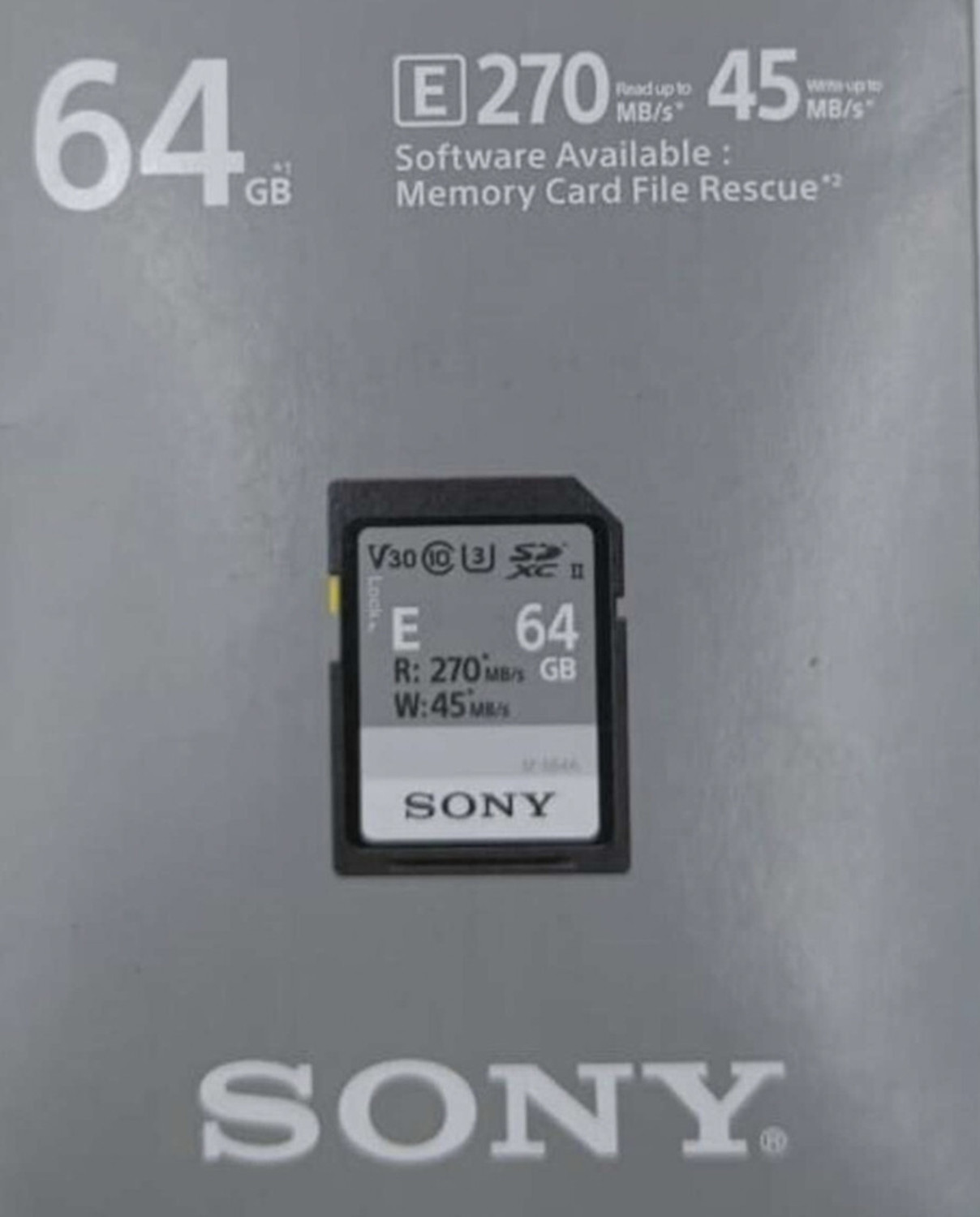 Image of SONY SF-E64 Hi- Speed SF-E64A 64 GB MicroSDXC Class 10 270 MB /s Memory Card Compatible with Camera, Gaming Console, Computer