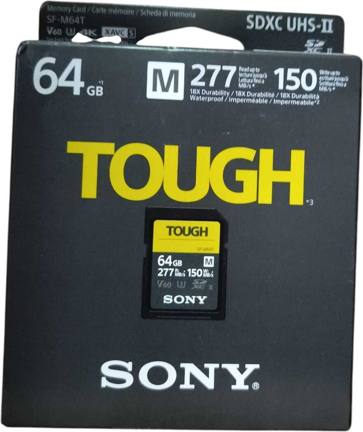 Image of SONY SF-G64T 64 GB Tough High Speed SDXC Read Speed 150Mb /s M 64 GB SDXC UHS Class 3 150 MB /s Memory Card Compatible with Gaming Console, Camera, Computer