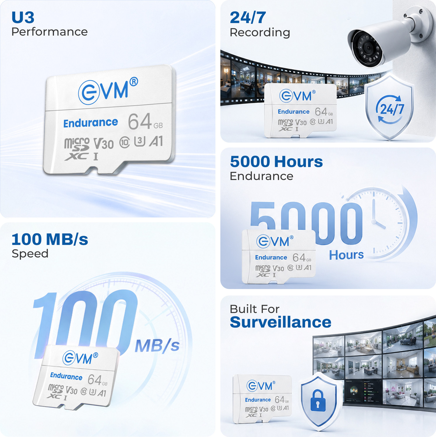 Image of EVM ENTF /64GBU3 Endurance 64 GB TF Card Class 10 100 MB /s Memory Card Compatible with Camera, Mobile