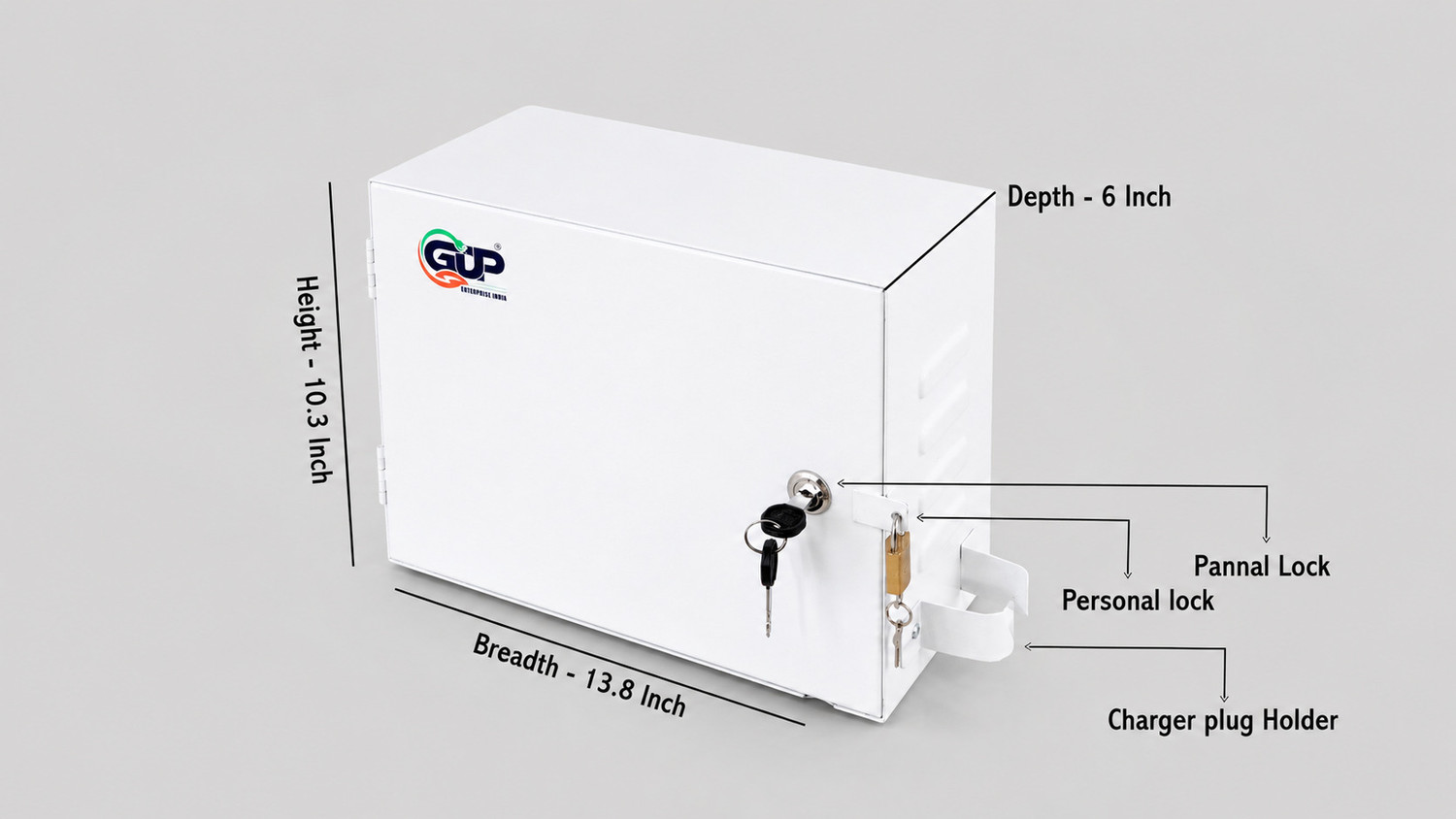 Image of GDP ENTERPRIE INDIA EV Outdoor Charger Safety Box with Lock 16A MCB Metal Electrical Box Wall Mount Metal Electrical Box