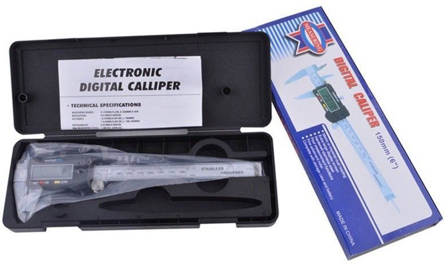 BALRAMA Digimatic Vernier Caliper 0–150 mm/0–6 inch Metric/Imperial Dual Reading Electronic Digital Vernier Caliper with Storage Box Case + Extra Spare Battery + Large LCD Display + IP54 Water Resistant Hardened Stainless Steel Vernier Caliper Micrometer Electronic Gauge Micrometer Ruler Tool Used for 4 Way Measurement Inside + Outside + Depth + Step Micrometer Screw Gauge
