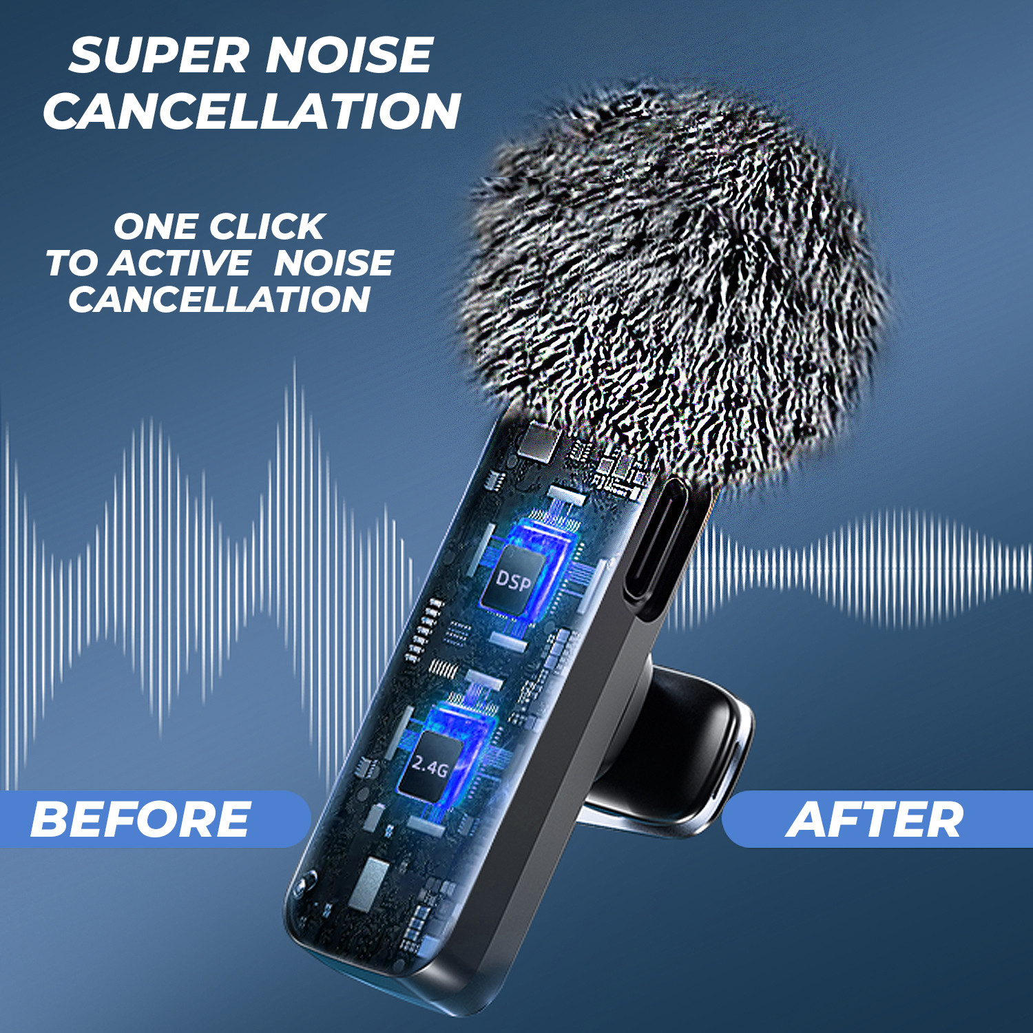 Image of WRADER Wireless Lapel Mic with Noise Cancellation for Video Recording and Vlogs Mobile Microphone