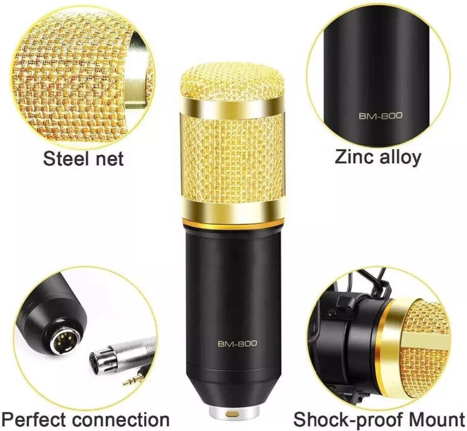 Image of IMAGINEA BM800 Condenser Microphone with Boom Scissor Arm Stand, Shock Mount & Pop Filter Recording Equipment Full Set Mic for Singing Karaoke Podcasting Mic