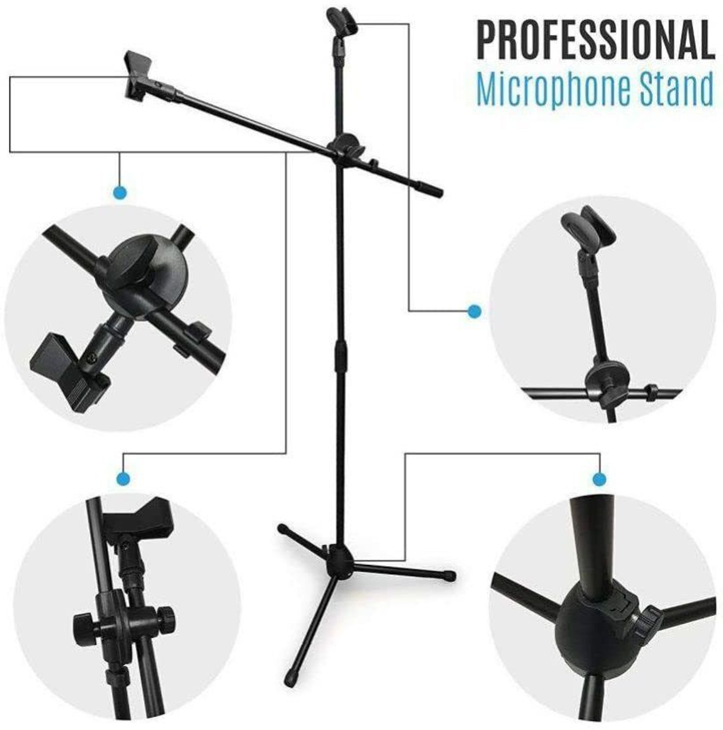 Image of Techtest Mic Stand for Singing Microphone Stand Dual Mike Stand for Studio Recording Microphone Stand