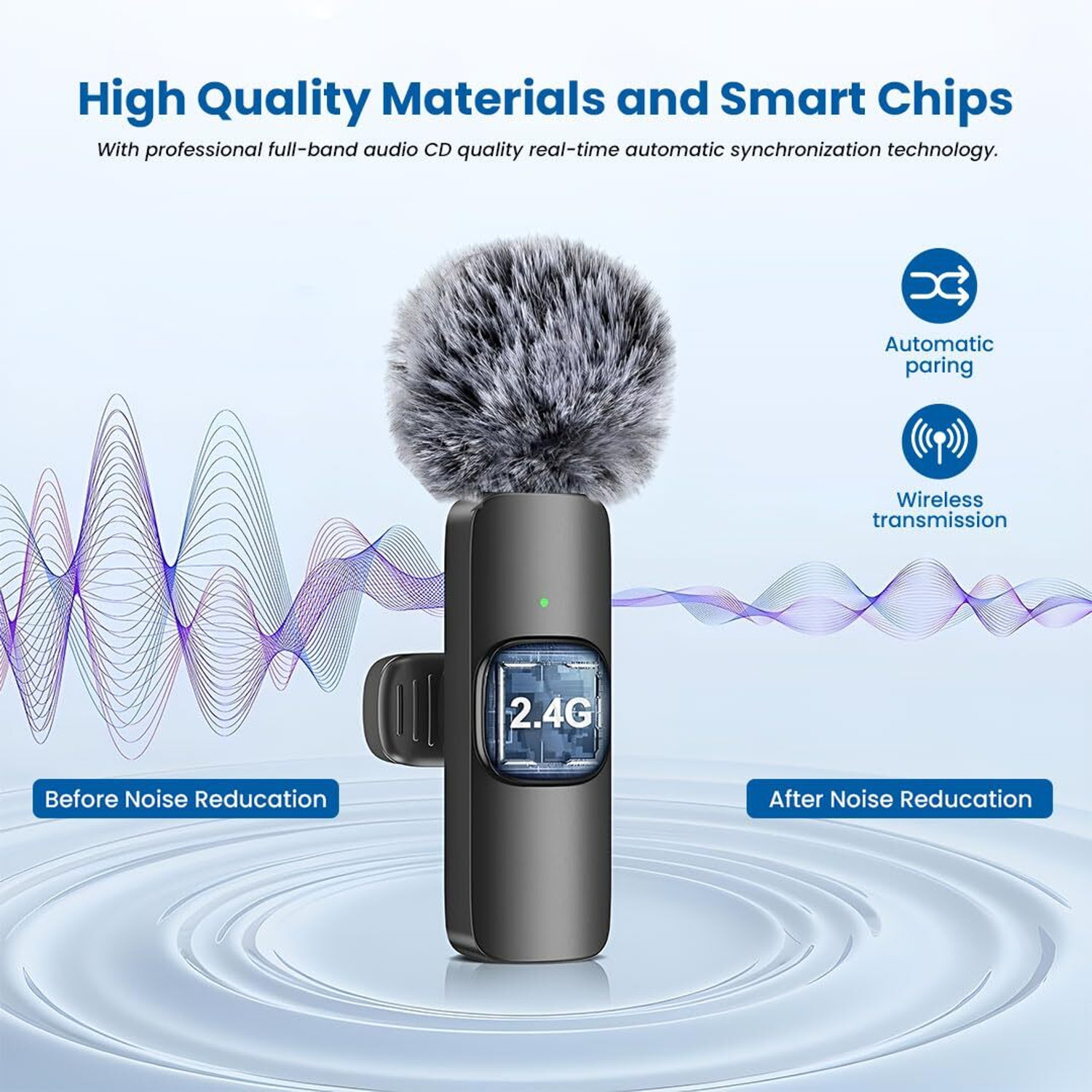 Image of GADGETSWEAR K8 Wireless Furry Mic For Youtuber, Recording,Podcast, With Type-C & IOS Support Mike for Vlogging, Microphone, Mic Wireless, Content Creator Microphone