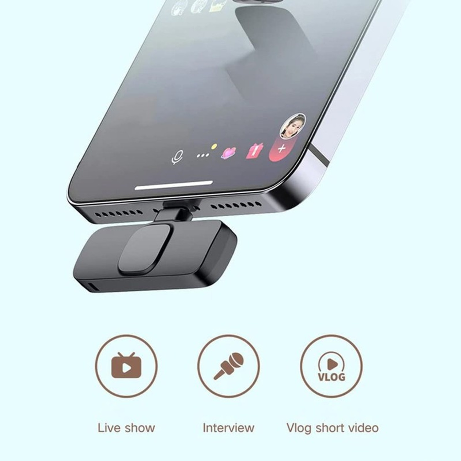 Image of Whatsits K8 Wireless PLUG AND PLAY MIC Type-C & Lightning Connector MIC WIRELESS MICROPHONE