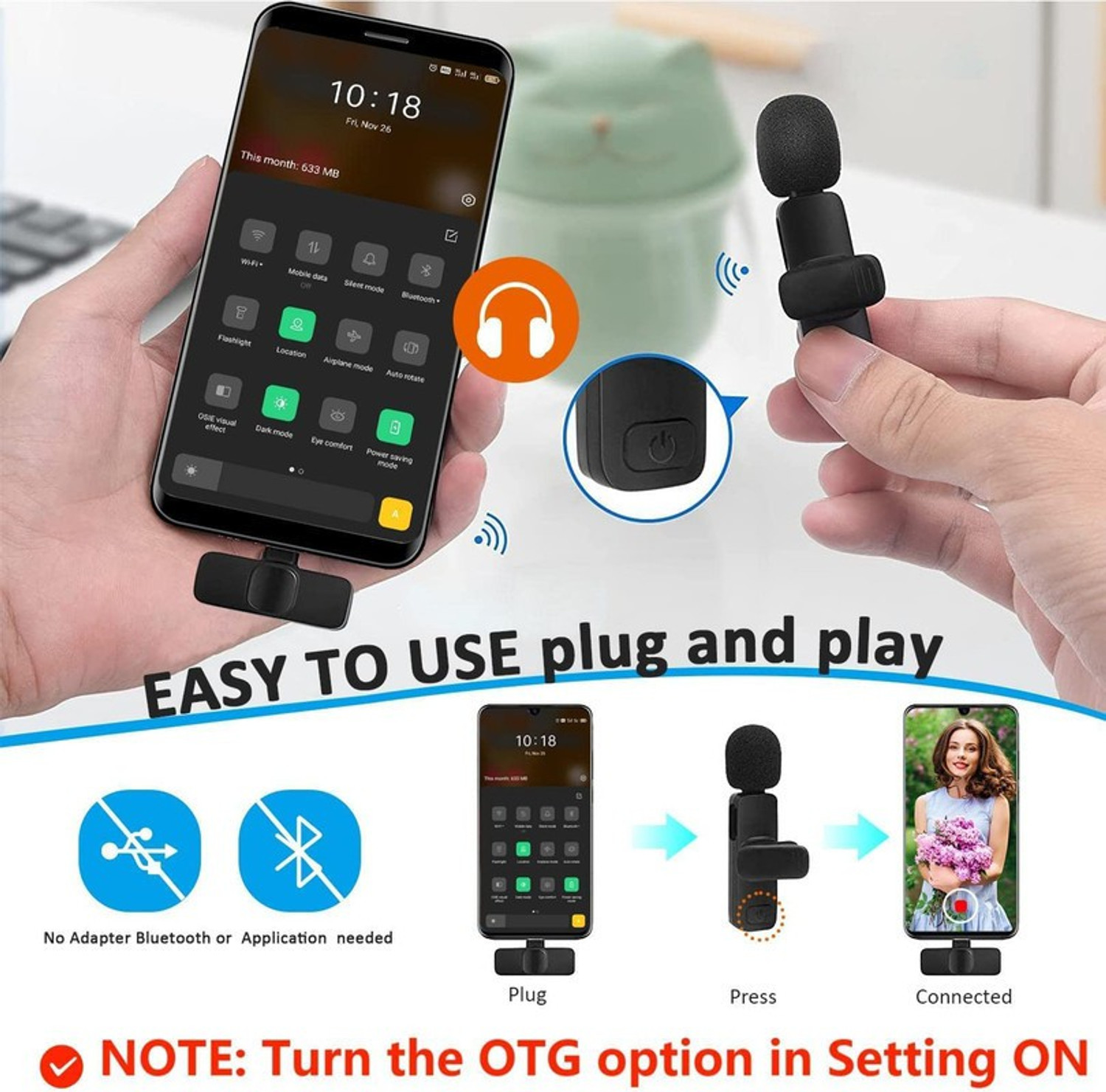 Image of Buff K8 Wireless PLUG AND PLAY MIC Type-C & Lightning Connector MIC WIRELESS MICROPHONE