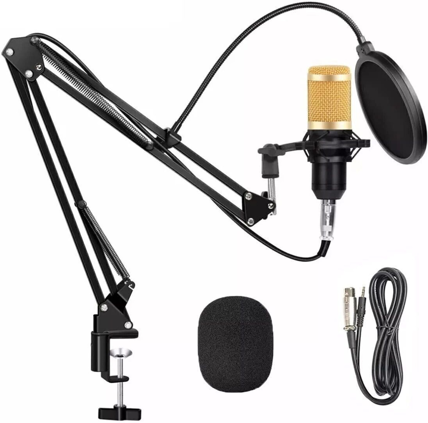 Image of AMG Music BM800 Microphone Set for Recording BM800 Condenser Mic with Arm Stand, Pop Filter Mic for Singing Recording Podcast