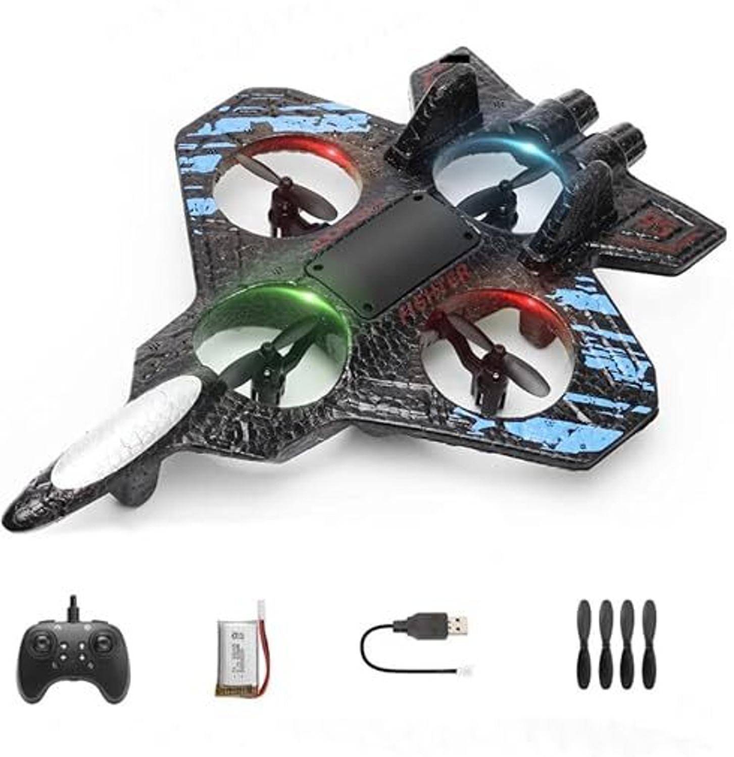 Image of se hub LED RC Fighter Plane 2.4GHz Easy Fly Jet with 360 Stunt Roll