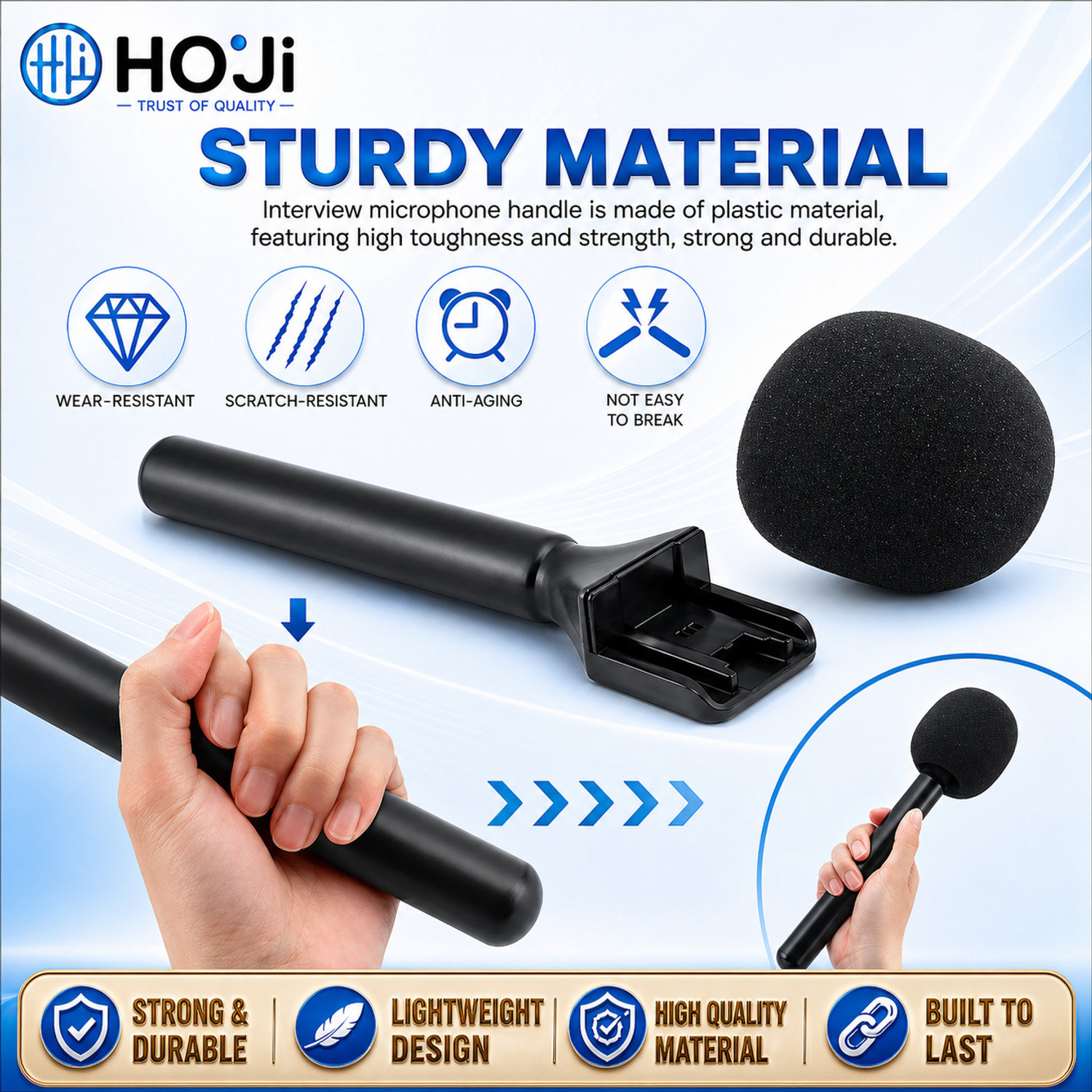 Image of HOJI Interview Mic Handle Stick (Only Handle, No Mic Included) Microphone Handle