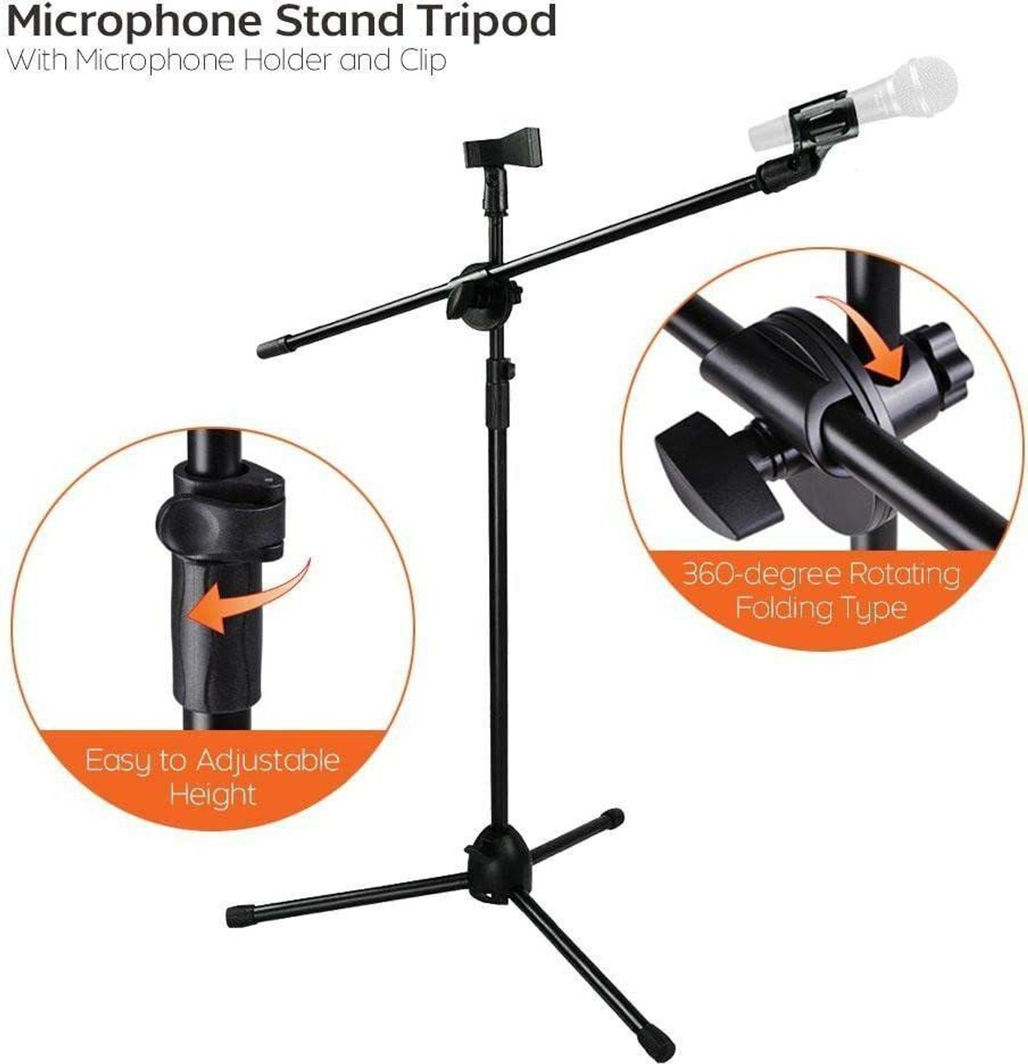 Image of Techtest Mic Stand for Singing Microphone Stand Dual Mike Stand for Studio Recording Microphone Stand