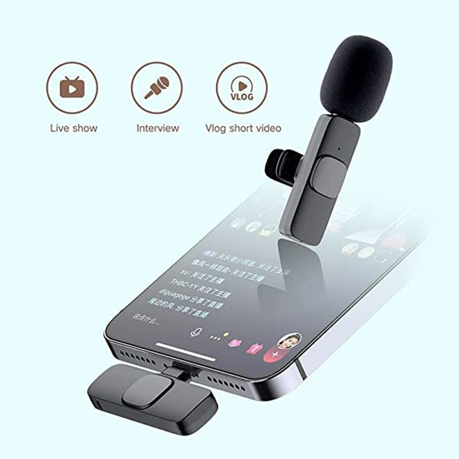 Image of Whatsits K8 Wireless PLUG AND PLAY MIC Type-C & Lightning Connector MIC WIRELESS MICROPHONE