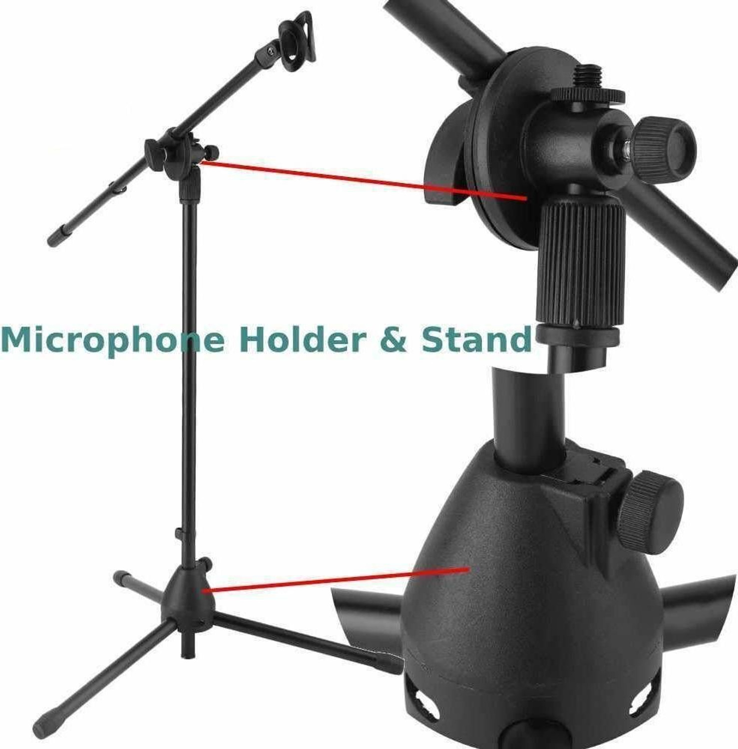 Image of Techtest Mic Stand for Singing Microphone Stand Dual Mike Stand for Studio Recording Microphone Stand