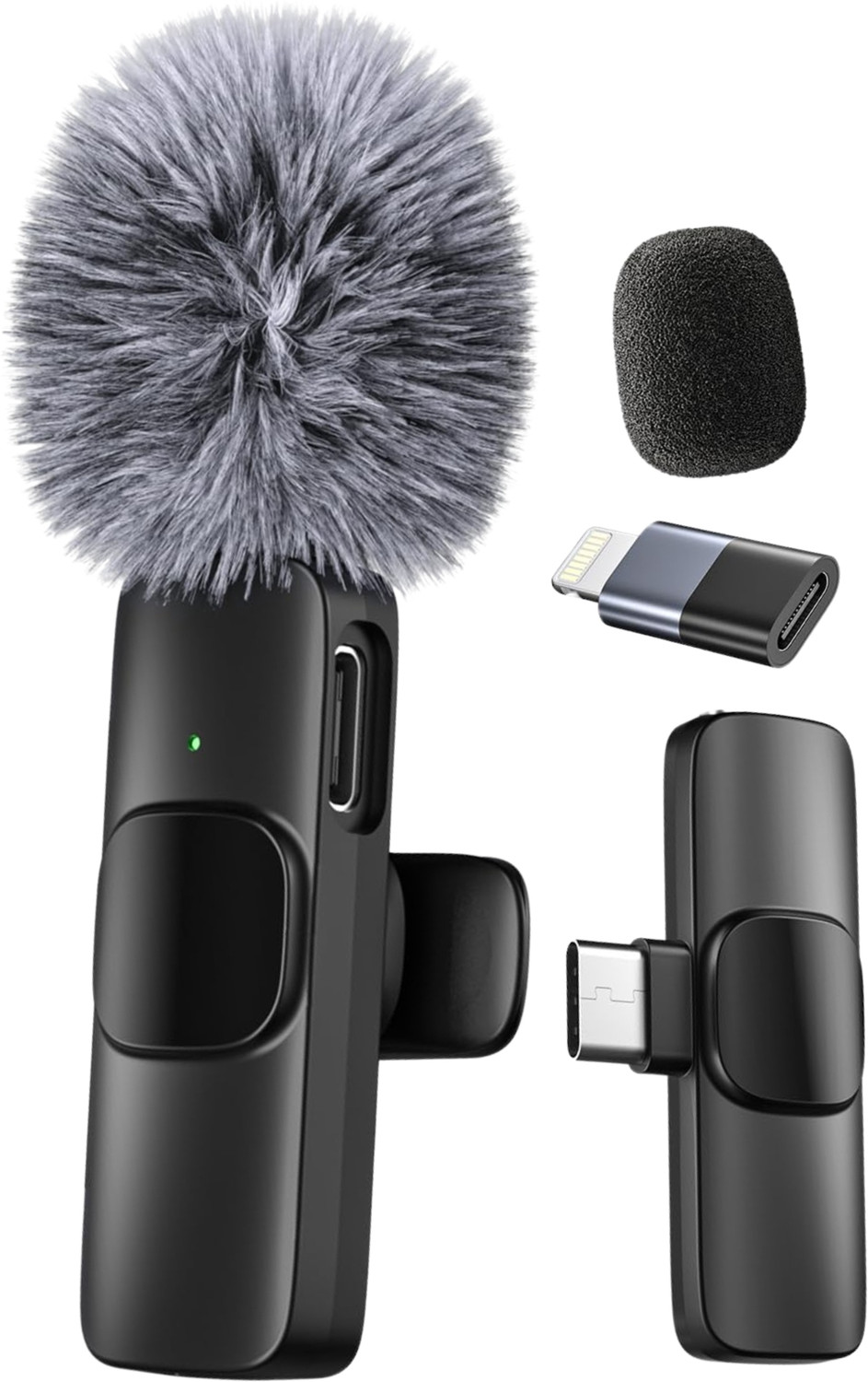 Image of GADGETSWEAR K8 Wireless Furry Mic For Youtuber, Recording,Podcast, With Type-C & IOS Support Mike for Vlogging, Microphone, Mic Wireless, Content Creator Microphone