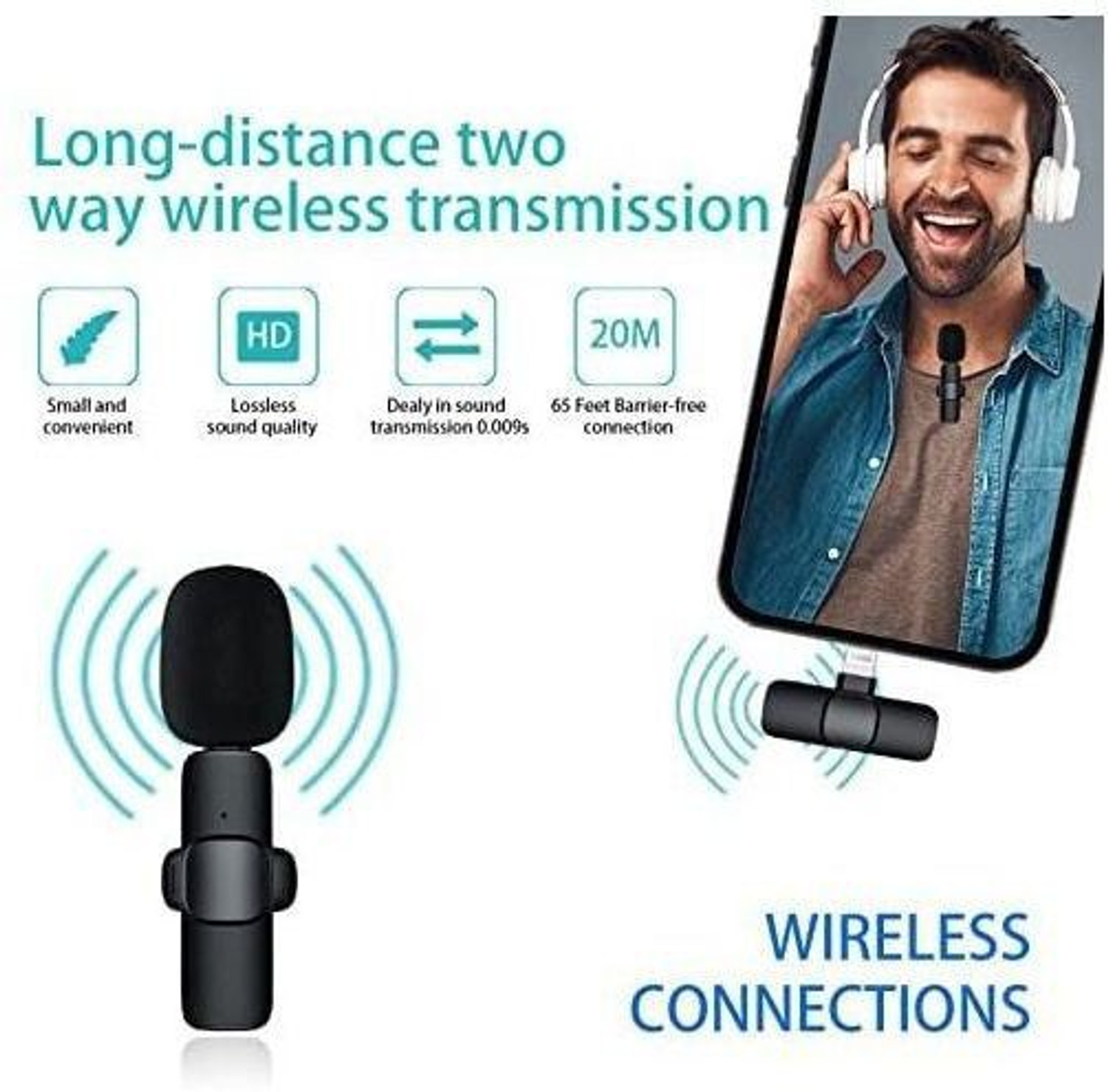 Image of Buff K8 Wireless PLUG AND PLAY MIC Type-C & Lightning Connector MIC WIRELESS MICROPHONE