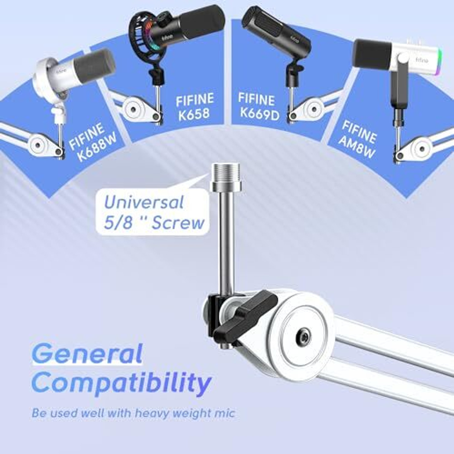 Image of Fifine Microphone Boom Arm Stand, Metal Heavy Duty Mic Stand -BM63 Microphone stand