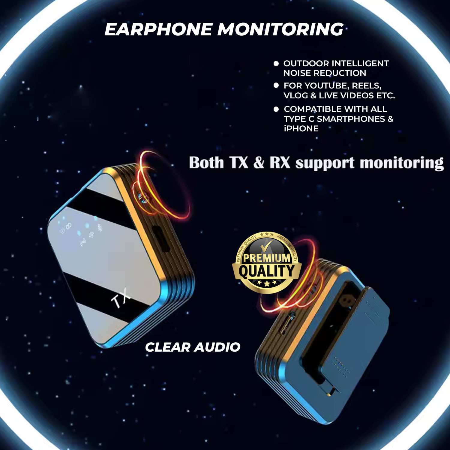 Image of WRADER Wireless Mic with Noise Cancellation for Video Recording and Vlogging Microphone