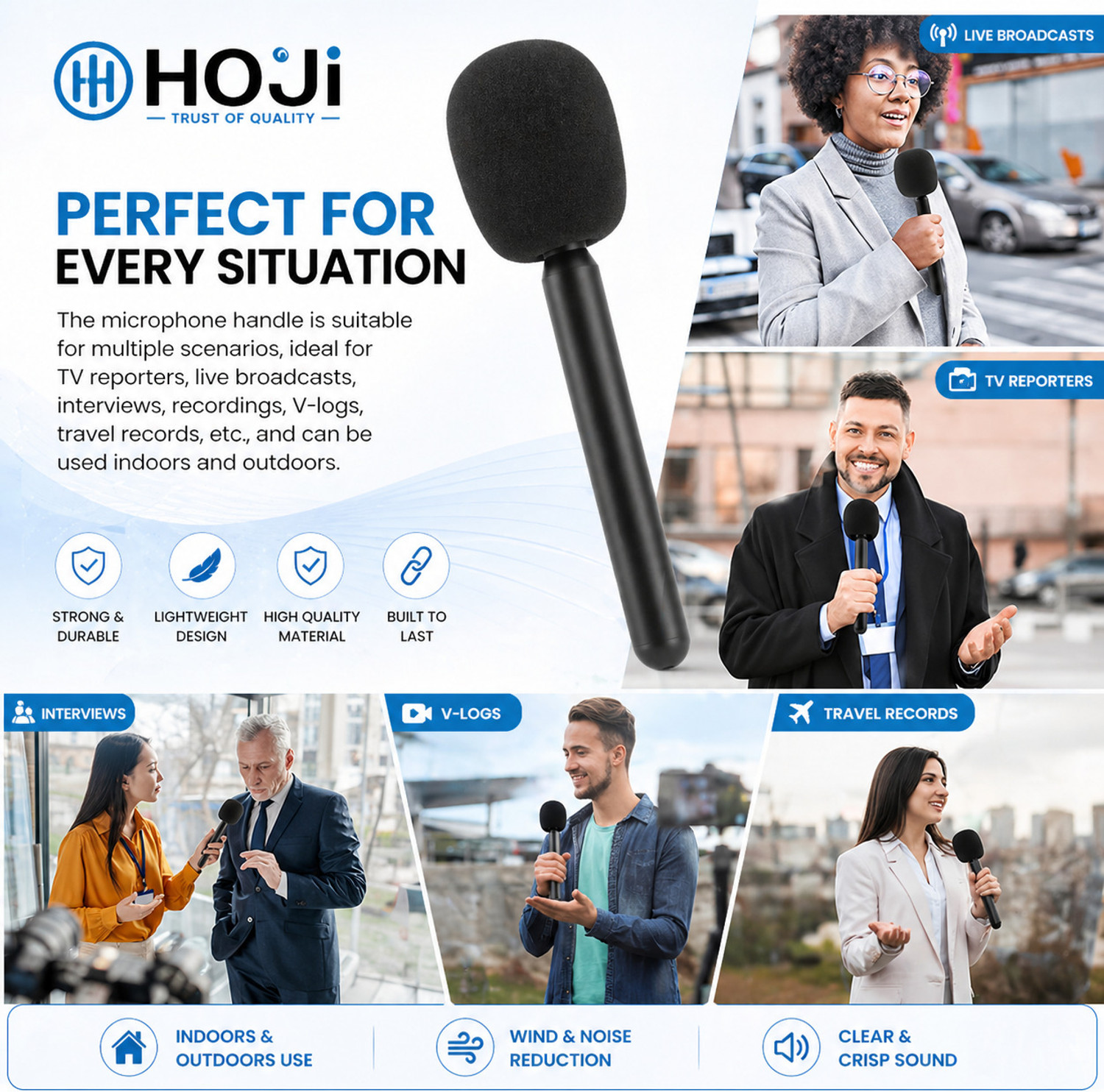 Image of HOJI Interview Mic Handle Stick (Only Handle, No Mic Included) Microphone Handle