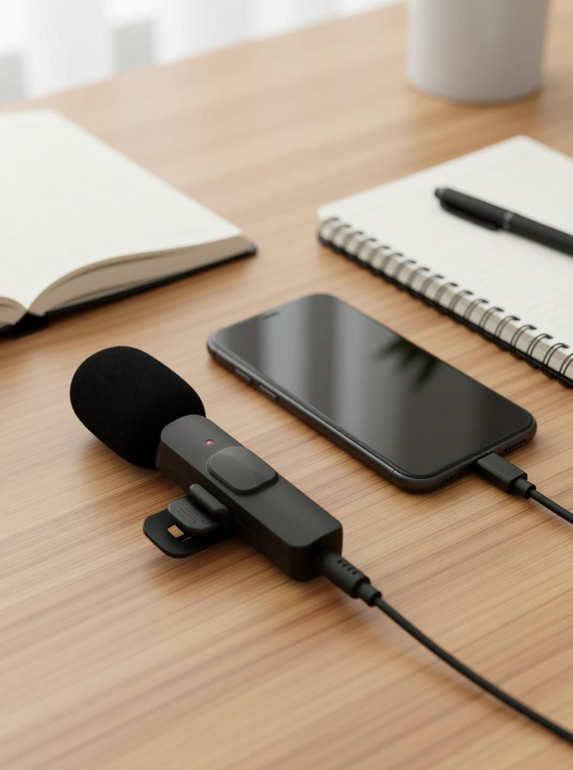 Image of AGH K8 2in 1 Wireless Collar Mic Voice Recorder with iOs & Type C Device Supported Audio Voice Recorder