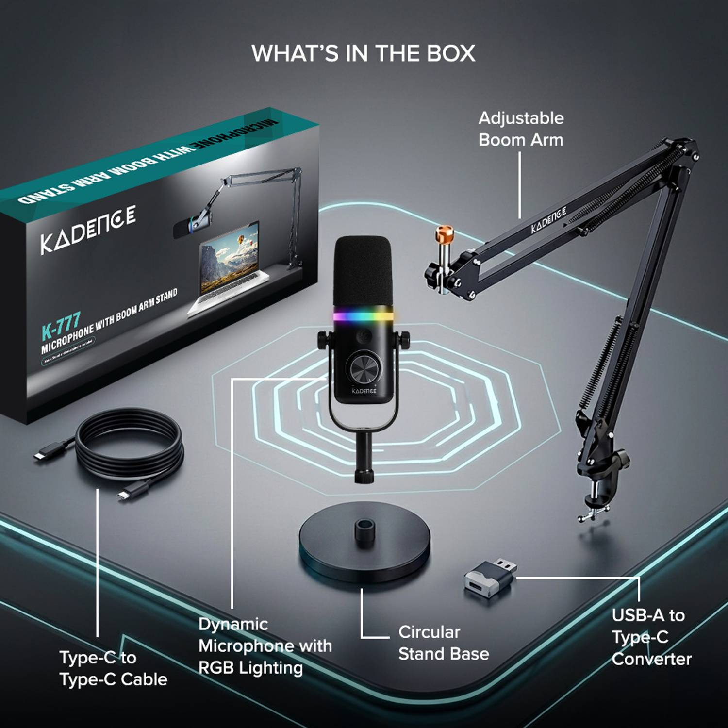 KADENCE K777 USB/XLR Mic with RGB, Mute Button - Image 5