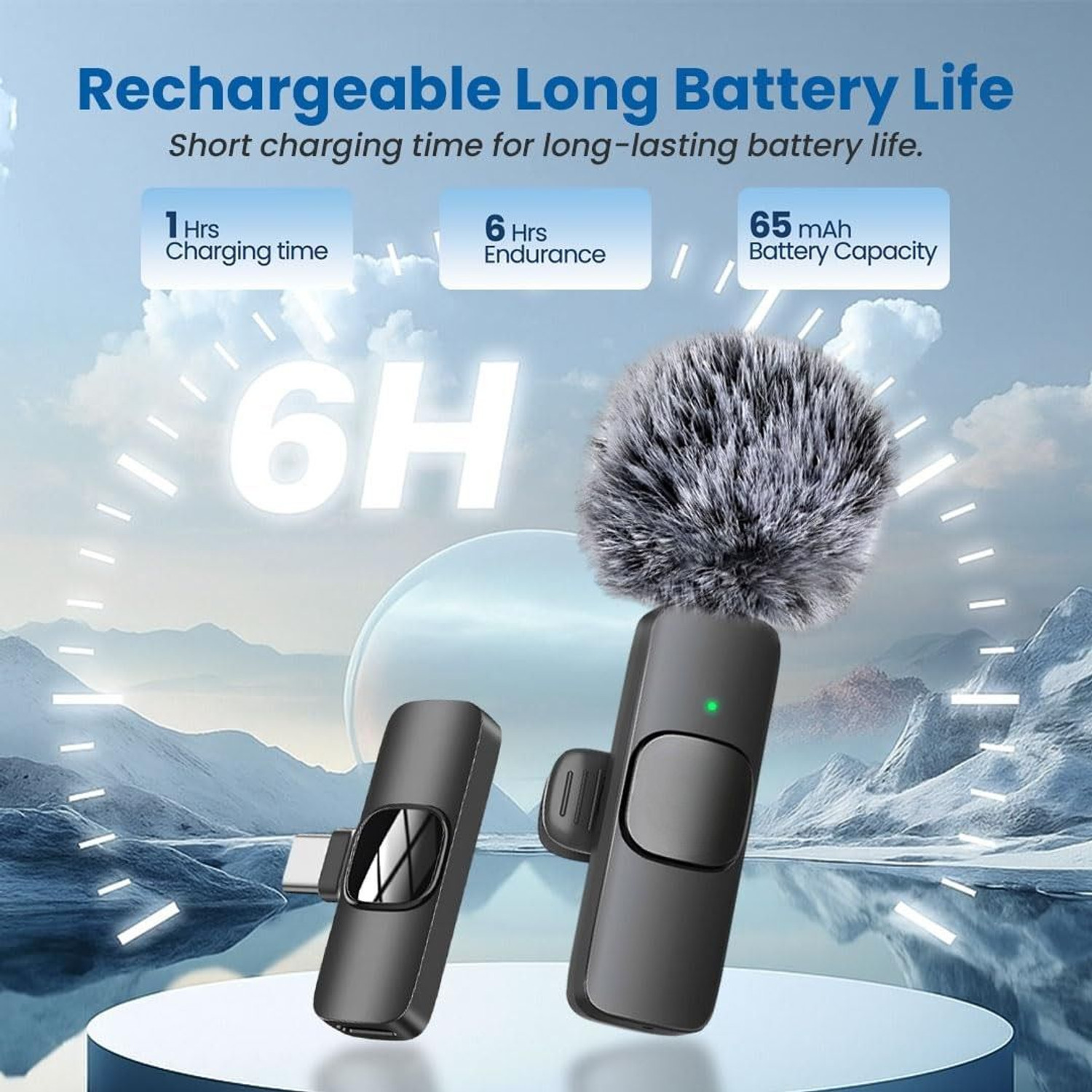 Image of GADGETSWEAR K8 Wireless Furry Mic For Youtuber, Recording,Podcast, With Type-C & IOS Support Mike for Vlogging, Microphone, Mic Wireless, Content Creator Microphone