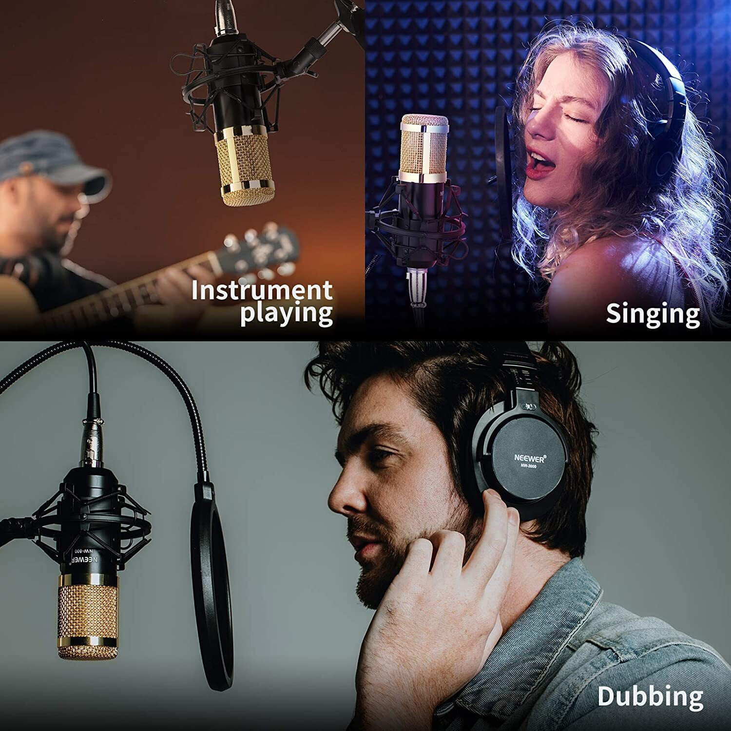 Image of IMAGINEA BM800 Condenser Microphone with Boom Scissor Arm Stand, Shock Mount & Pop Filter Recording Equipment Full Set Mic for Singing Karaoke Podcasting Mic