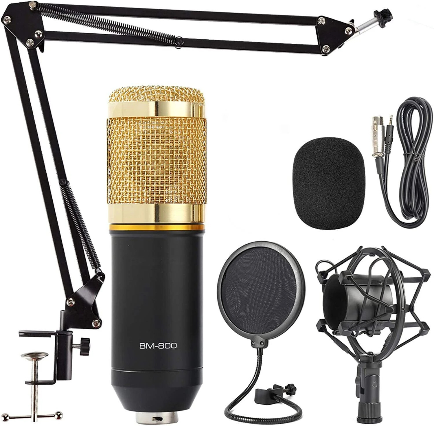 Image of IMAGINEA BM800 Condenser Microphone with Boom Scissor Arm Stand, Shock Mount & Pop Filter Recording Equipment Full Set Mic for Singing Karaoke Podcasting Mic