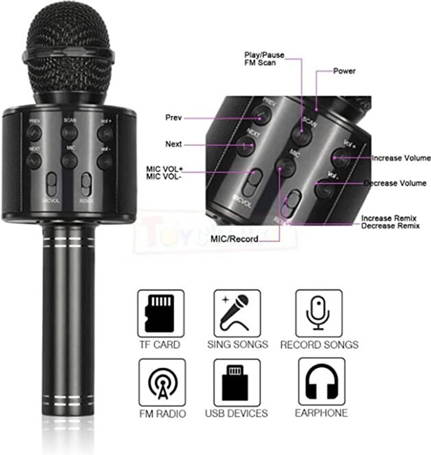 NXXTTNK Wireless Handheld Multi-Function Bluetooth Singing Mike
