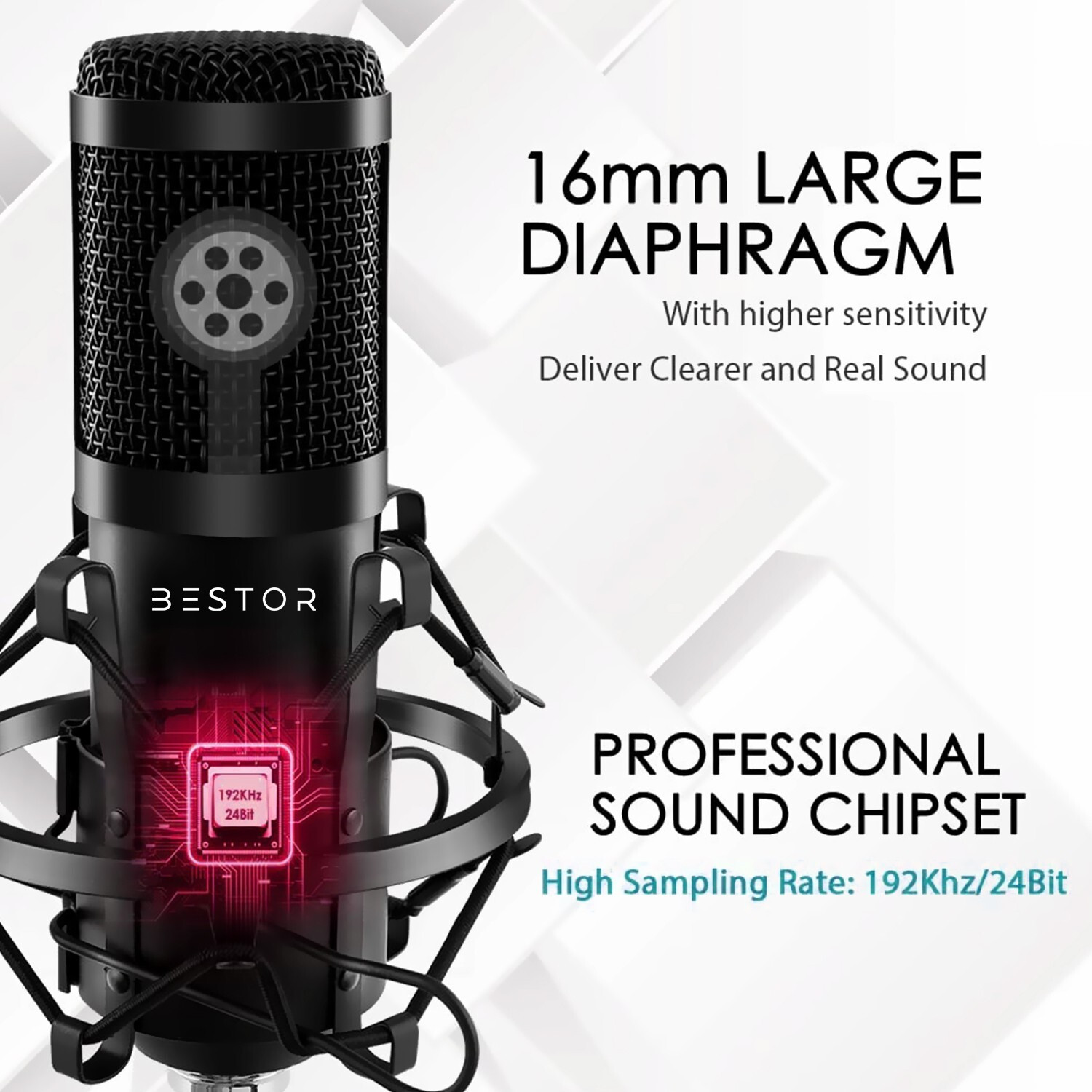 Image of Bestor Mic Kit |Studio Microphone Adjustable Stand for Singing and Voice Recording Microphone