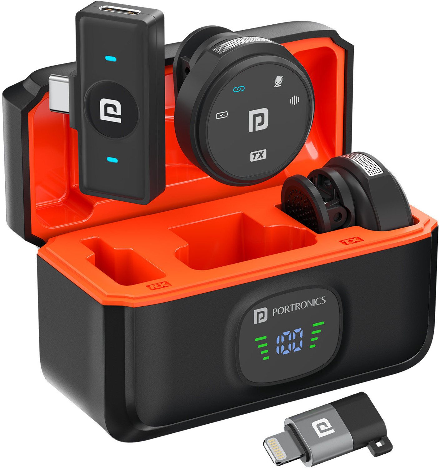 Image of Portronics Vlogmate 3 Dual Wireless Collar Lapel Microphone with ENC Noise Cancellation Microphone