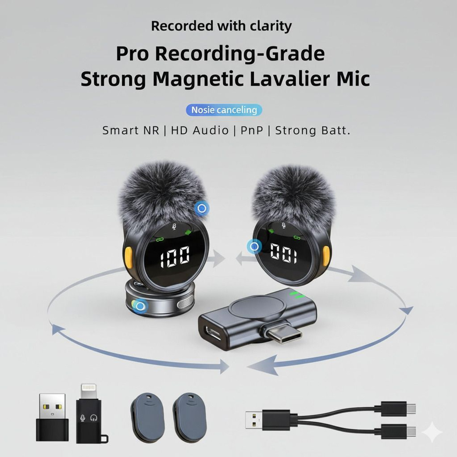 Image of PLUGPULSES Portable Microphone Noise Cancelling for Short Video Live Conference Type C QB46 Microphone
