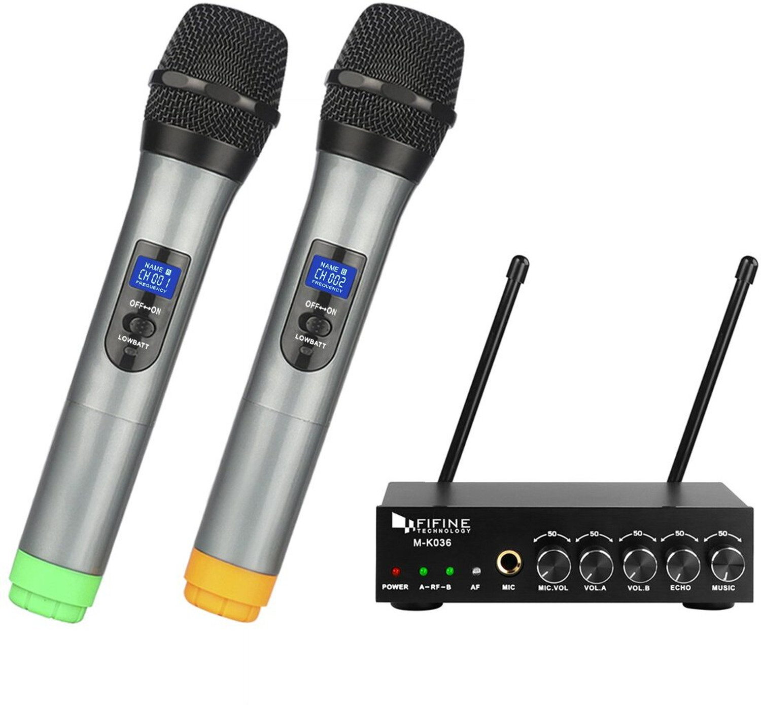 Image of Fifine (OPEN BOX) K036 Karaoke UHF Dual Channel Wireless Handheld Microphone