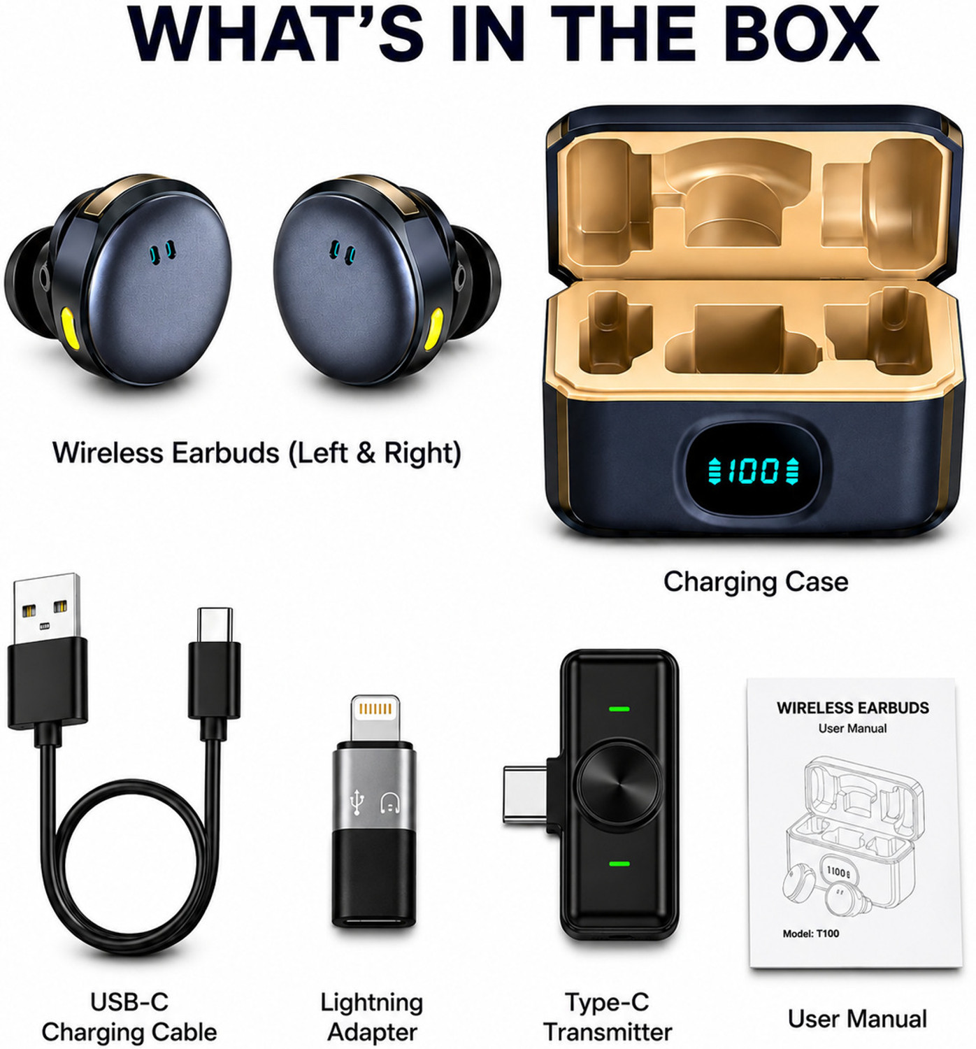 Image of Audioland Q8 Dual Wireless Lavalier Mic with LED Case, Noise Cancelling for Android Microphone