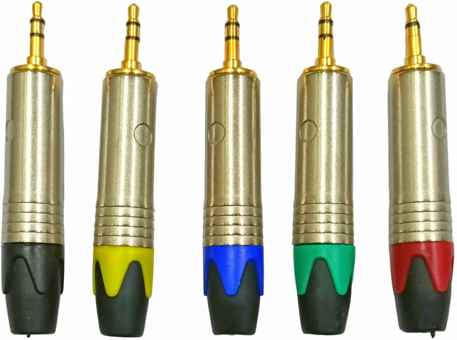 BALRAMA 5pc Metal Gold Plated 3.5mm Stereo Aux Connector Headphone Jack Pin Audio Plug Solderless Stereo Male Connectors Screw Design Audio Video In-Line Jack Adapter Wire Connector