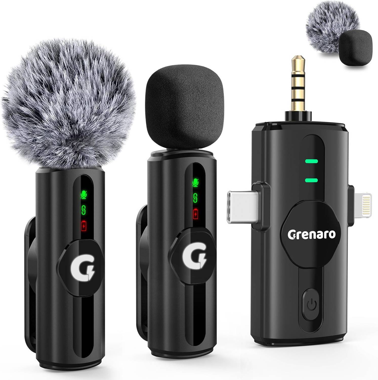 Grenaro Wireless Mic, Cancellation Mic for YouTube, Vlogging, Recording For Type-C Microphone