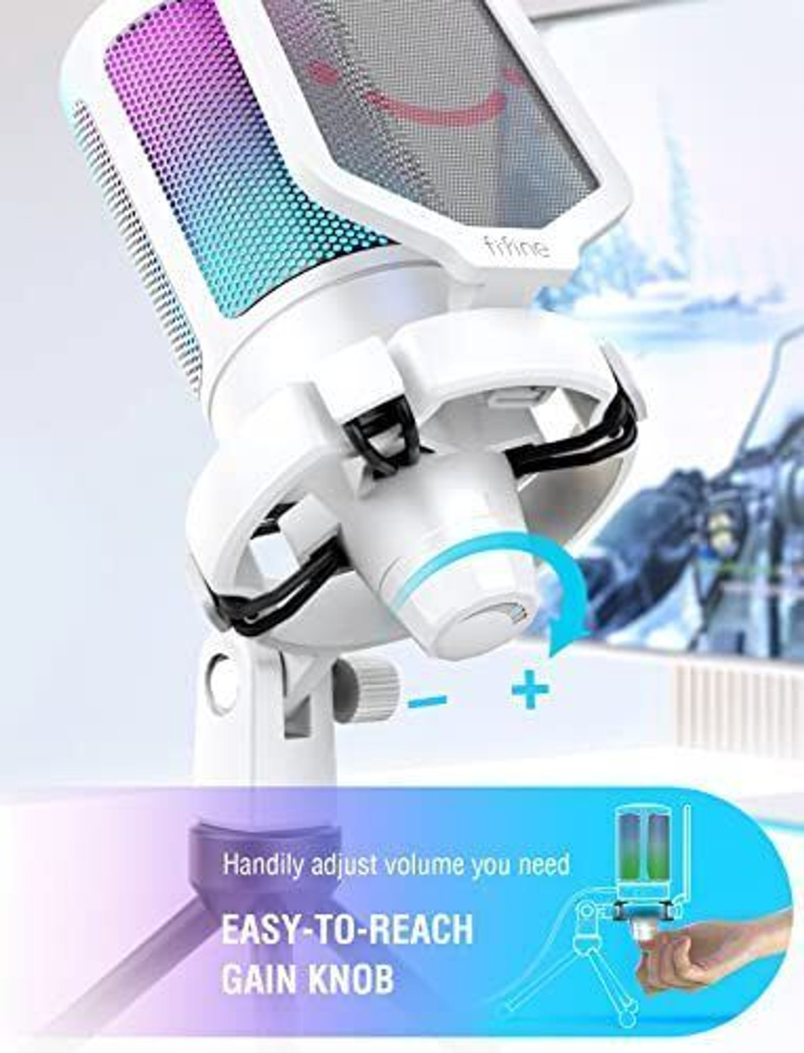 Image of Fifine Game A6VWH USB, PC Gaming Tripod stand White Microphone