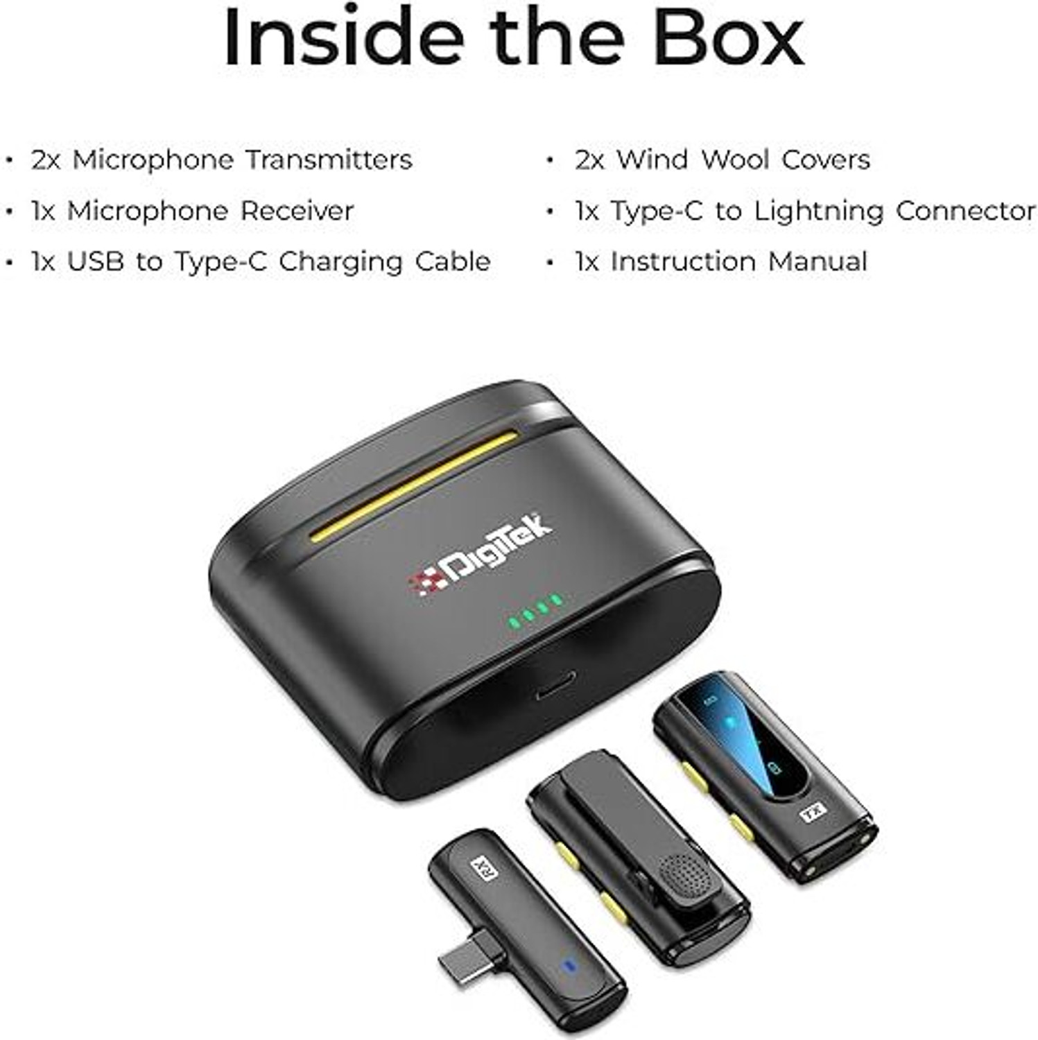 Image of DIGITEK DWM-112 2-in-1 Wireless Microphone 50m Range, for Android and iOS Smartphones Microphone