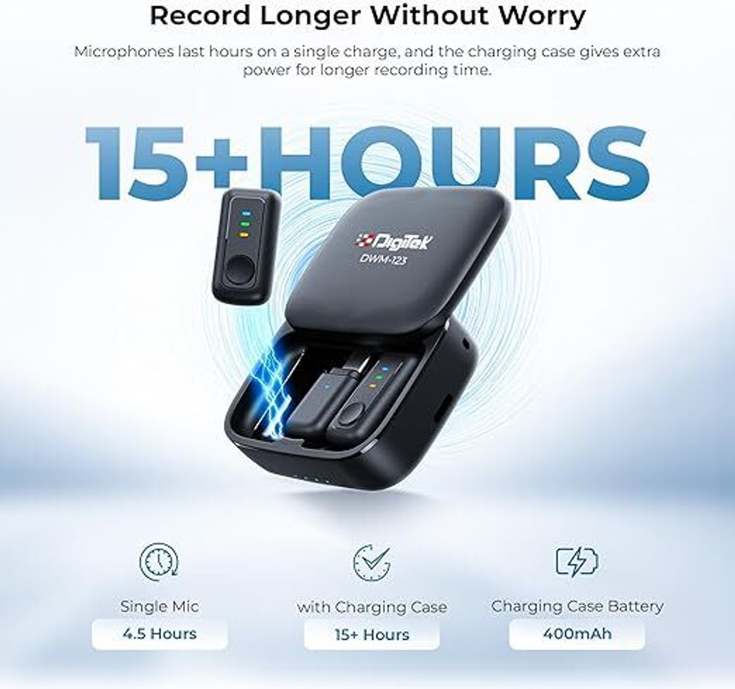 Image of DIGITEK DWM 123 2-in-1 Wireless Microphone, 60m Range for Smartphones with Type-C Port Microphone