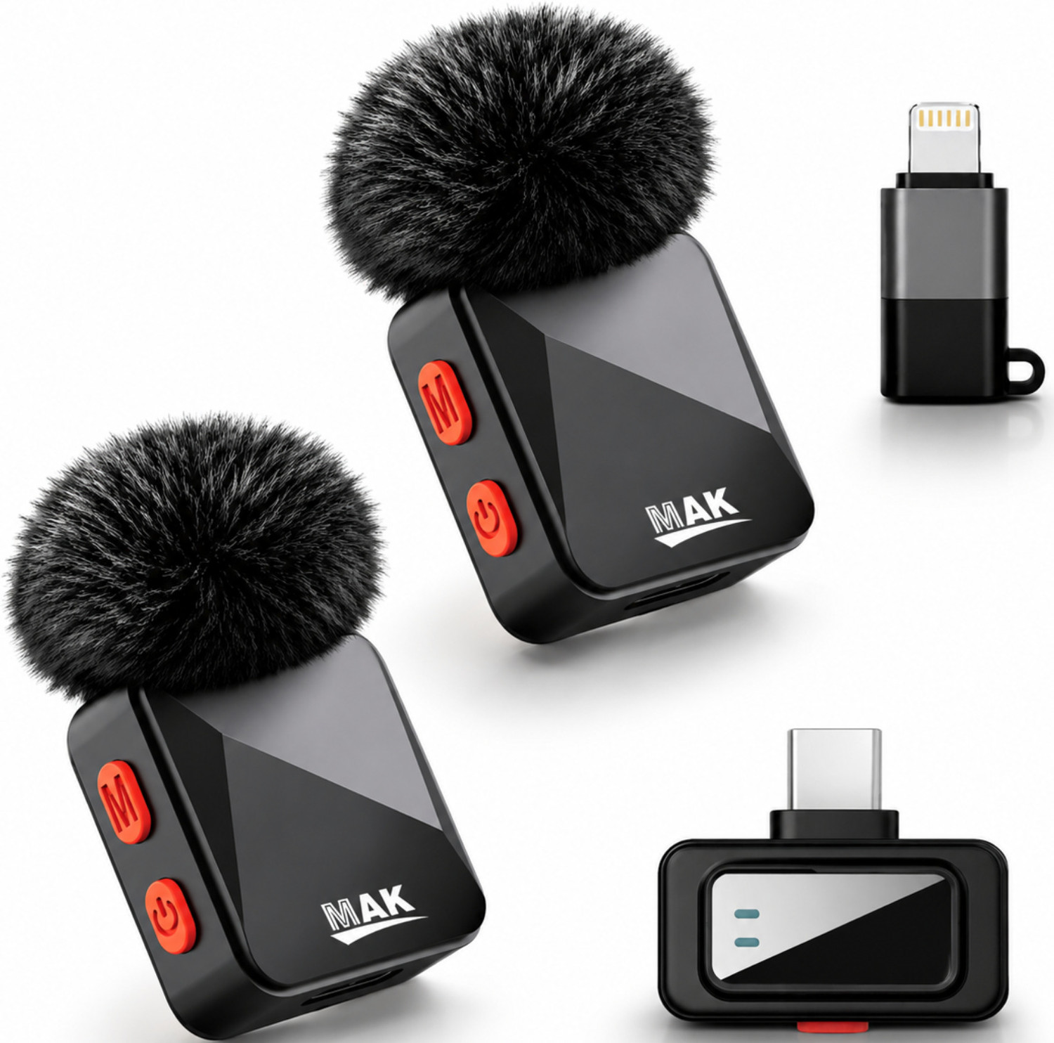 Image of MAK Dual Wireless Microphone with AI ANC & Fur for Content Creation Microphone