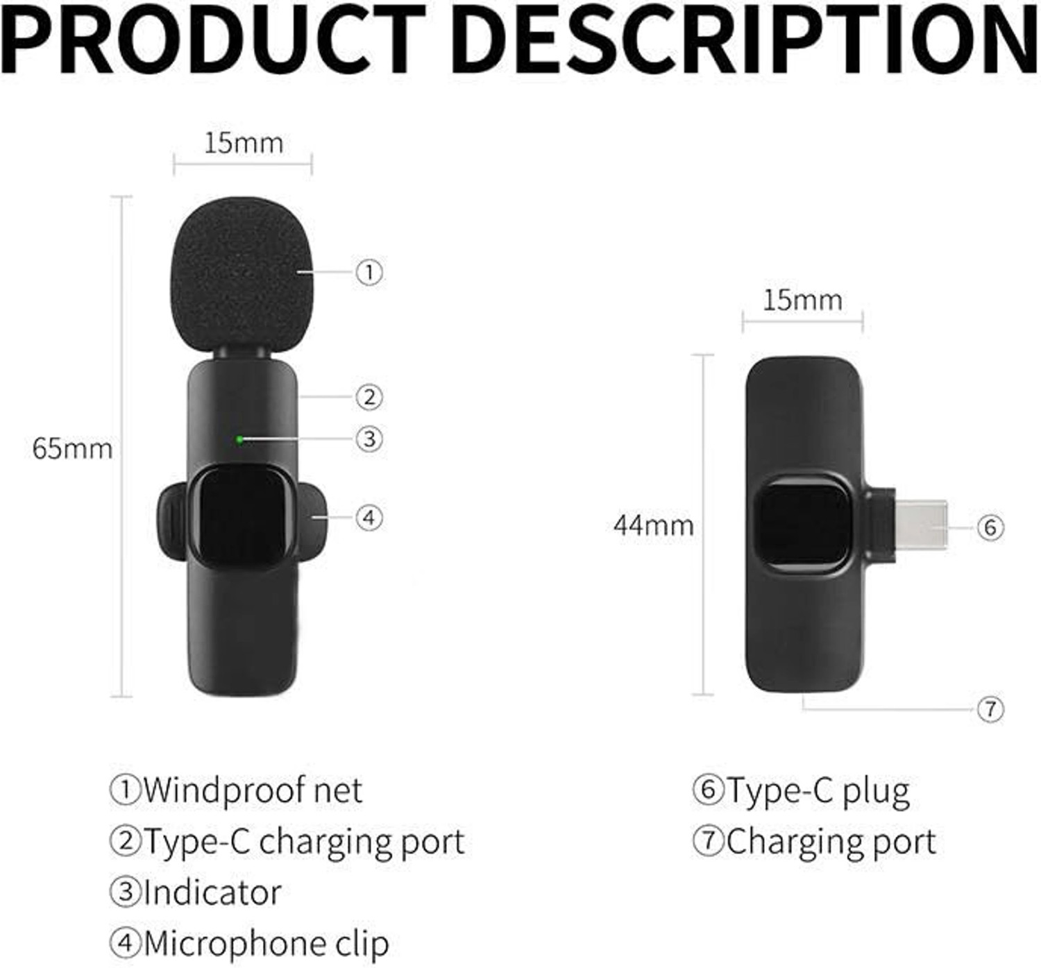 Image of BORNTOGLOW K8 Omnidirectional Lapel Plug and Play Type C Collar Mic Recording Vlog B472 Microphone