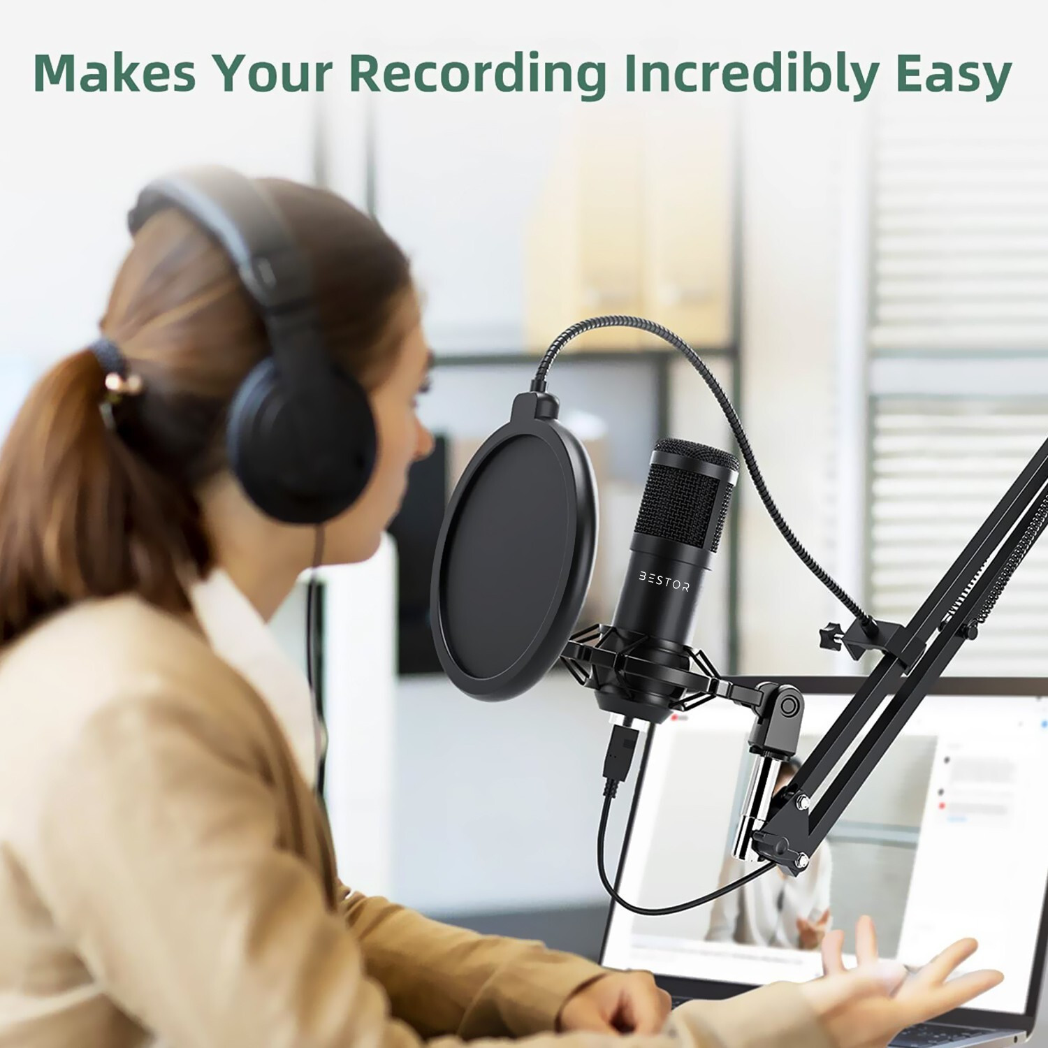 Image of Bestor Mic Kit |Studio Microphone Adjustable Stand for Singing and Voice Recording Microphone