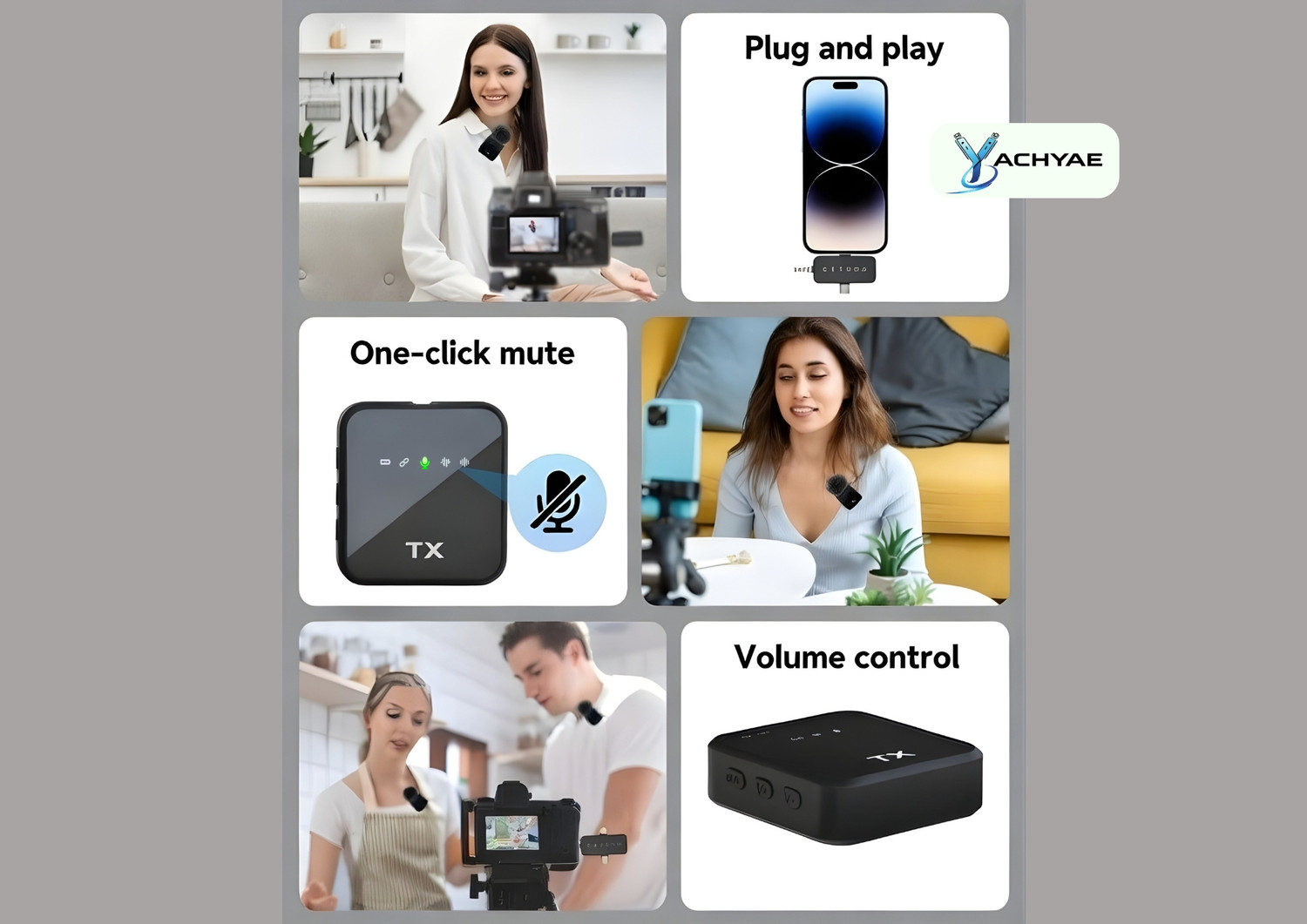 Image of Yachyae Wireless Lapel Mic for YouTube, Online Classes & Vlogging with Clear Audio Microphone