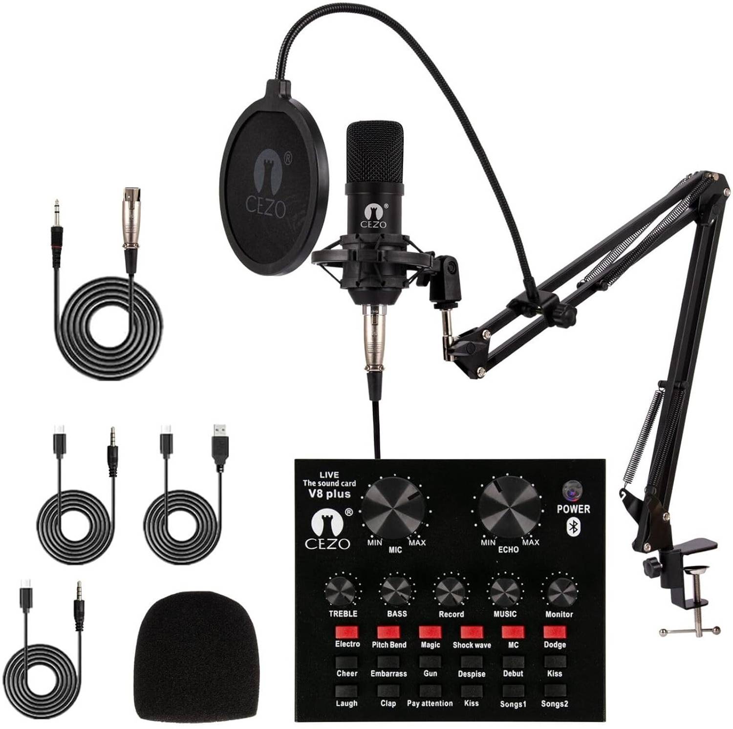 Cezo Condenser Microphone BM 800 Bundle,Mic Kit with Live Sound
